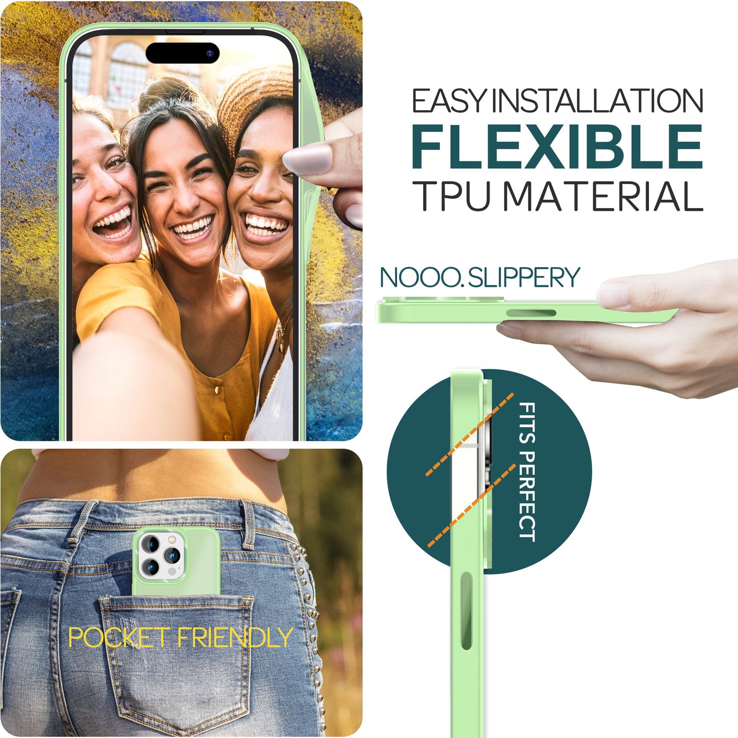 Hybrid Hülle für iPhone 15 Pro Frosted Case Schutz Rand Handy Tasche Handyhülle Mint-Grün NALIA Protective Hülle