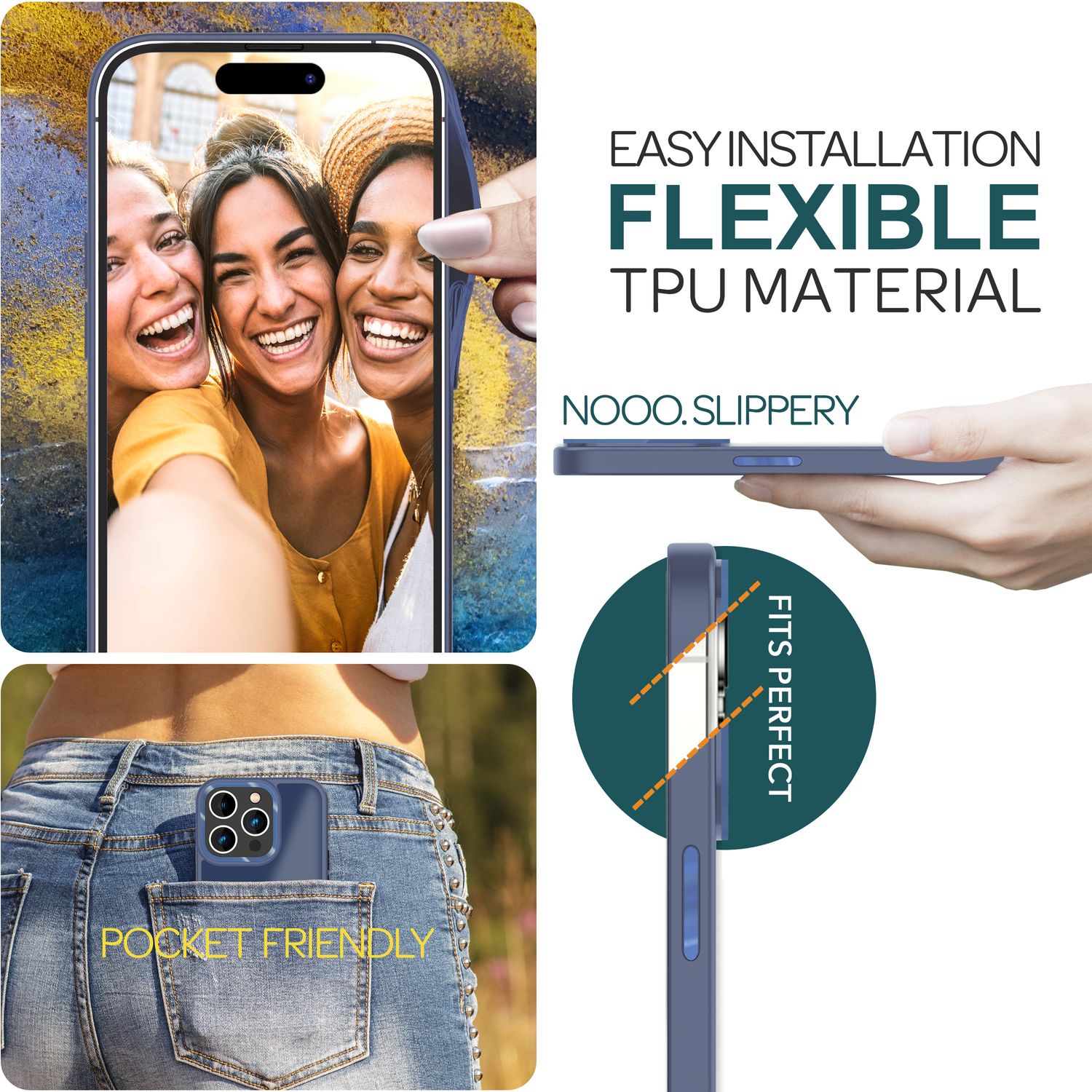 Hybrid Hülle für iPhone 15 Pro Frosted Case Schutz Rand Handy Tasche Handyhülle Blau NALIA Protective Hülle