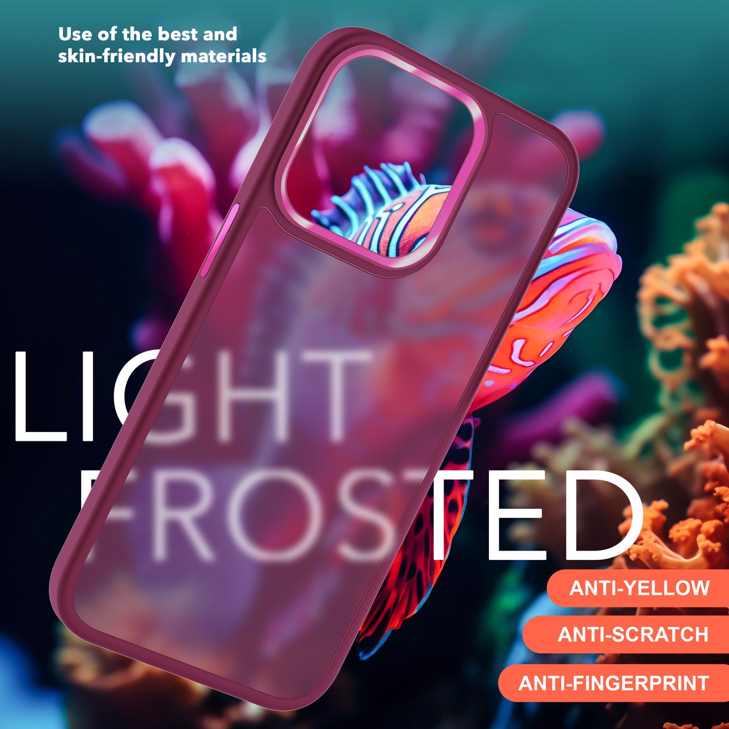 Hybrid Hülle für iPhone 15 Pro Max Frosted Case Schutz Rand Magnet Handyhülle Rot NALIA Protective Hülle