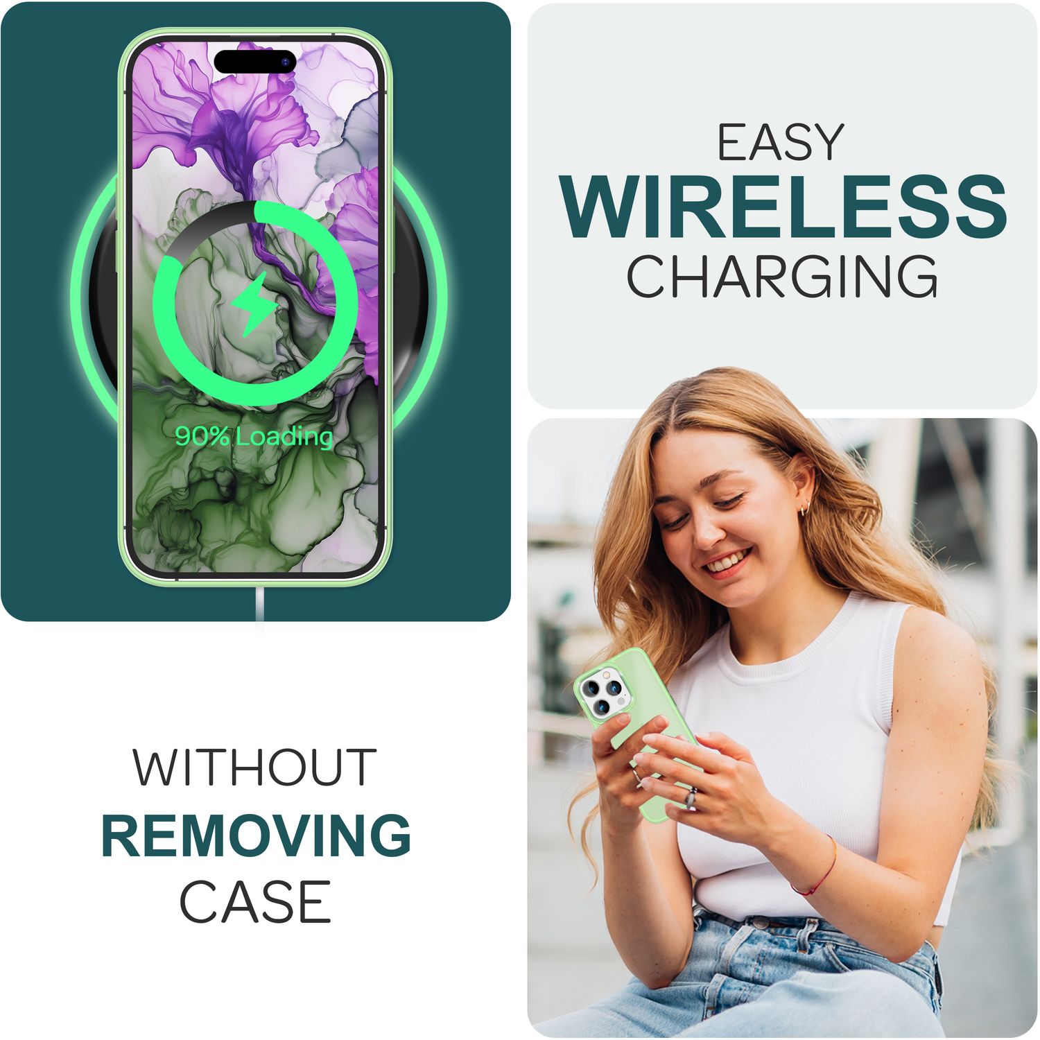 Hybrid Hülle für iPhone 15 Pro Max Frosted Case Schutz Rand Magnet Handyhülle Mint-Grün NALIA Protective Hülle