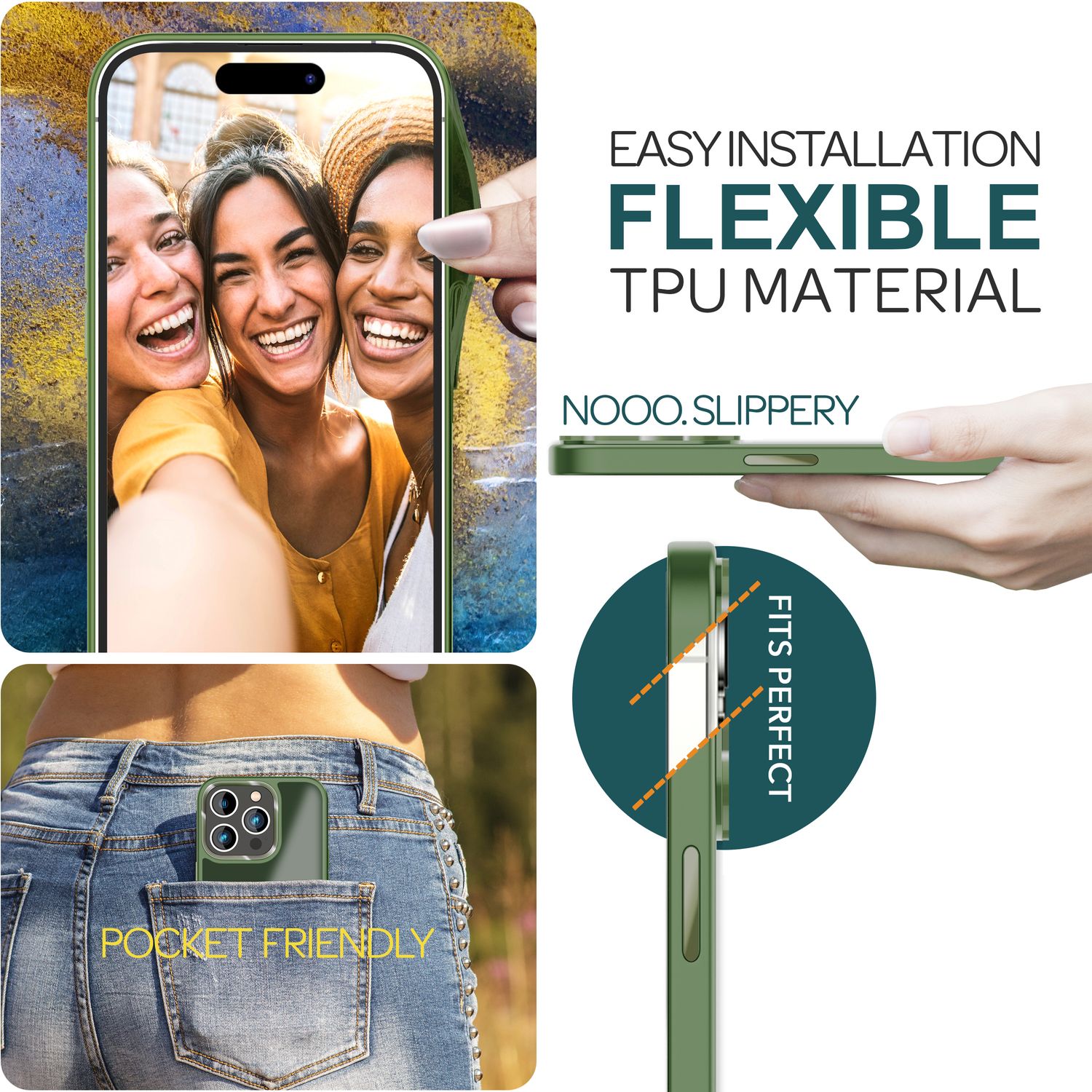 Hybrid Hülle für iPhone 15 Pro Max Frosted Case Schutz Rand Magnet Handyhülle Dunkel-Grün NALIA Protective Hülle