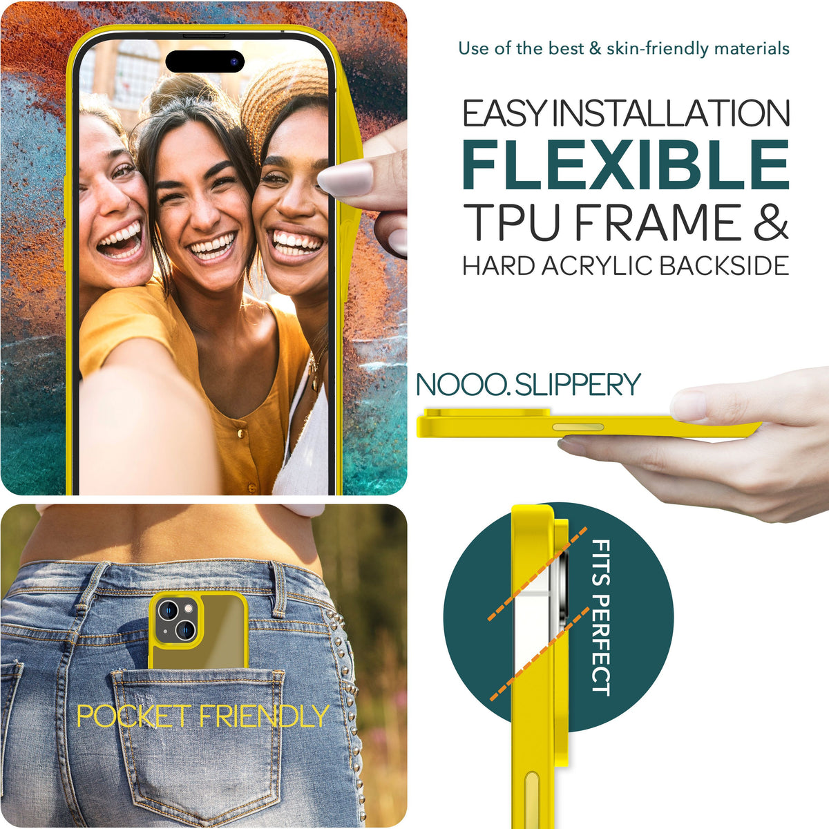 NALIA Frosted Hybrid Cover kompatibel mit iPhone 15 Hülle, Semi-Transparent Mattiert Durchscheinend Anti-Gelb, Robuste Harte Rückseite & Verstärkter Fallschutz Rahmen, Handyhülle Gelb NALIA Protective Hülle