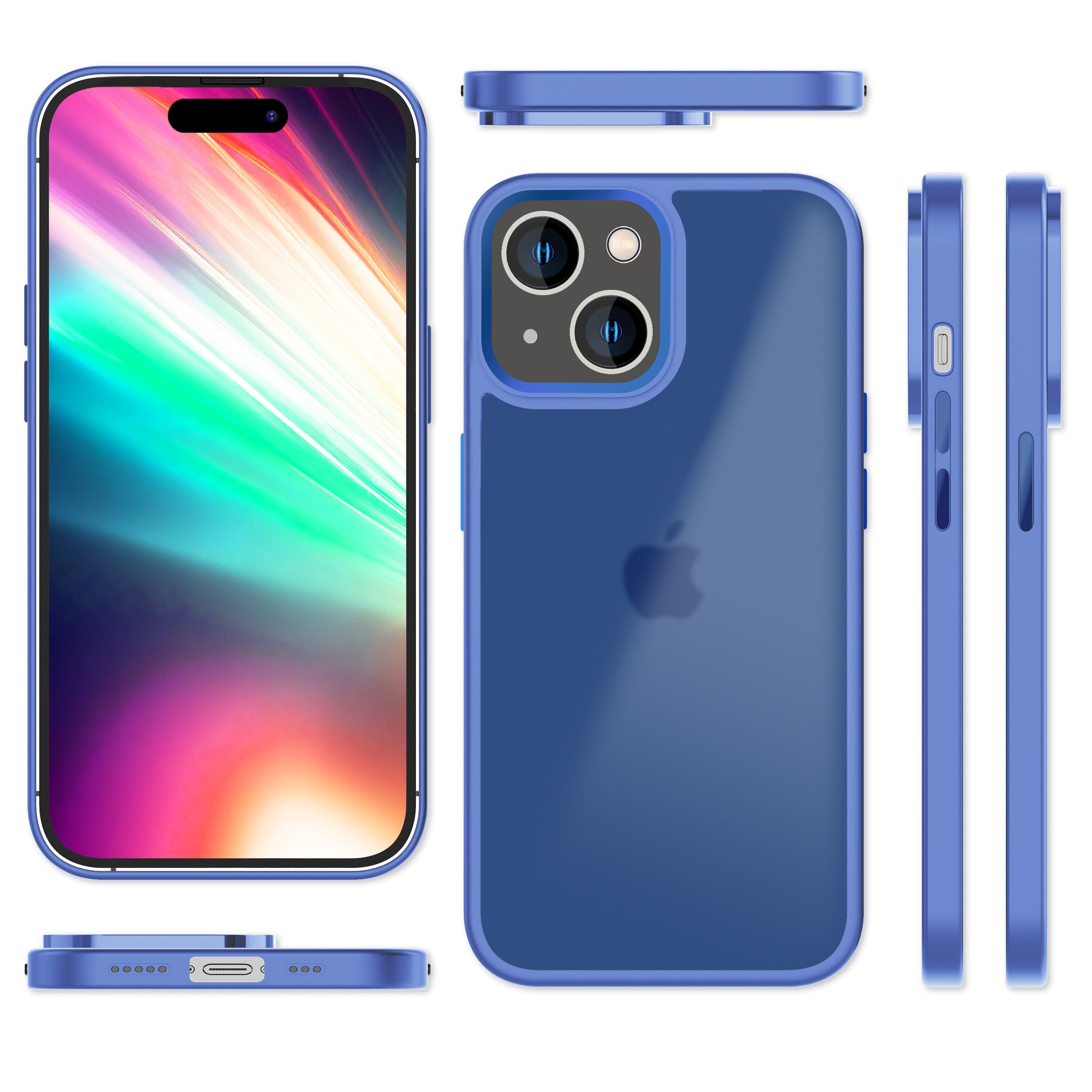 Hülle Hybrid für iPhone 15 Frosted Hard Case Fall Schutz Rahmen Handyhülle Cover Hellblau NALIA Protective Hülle