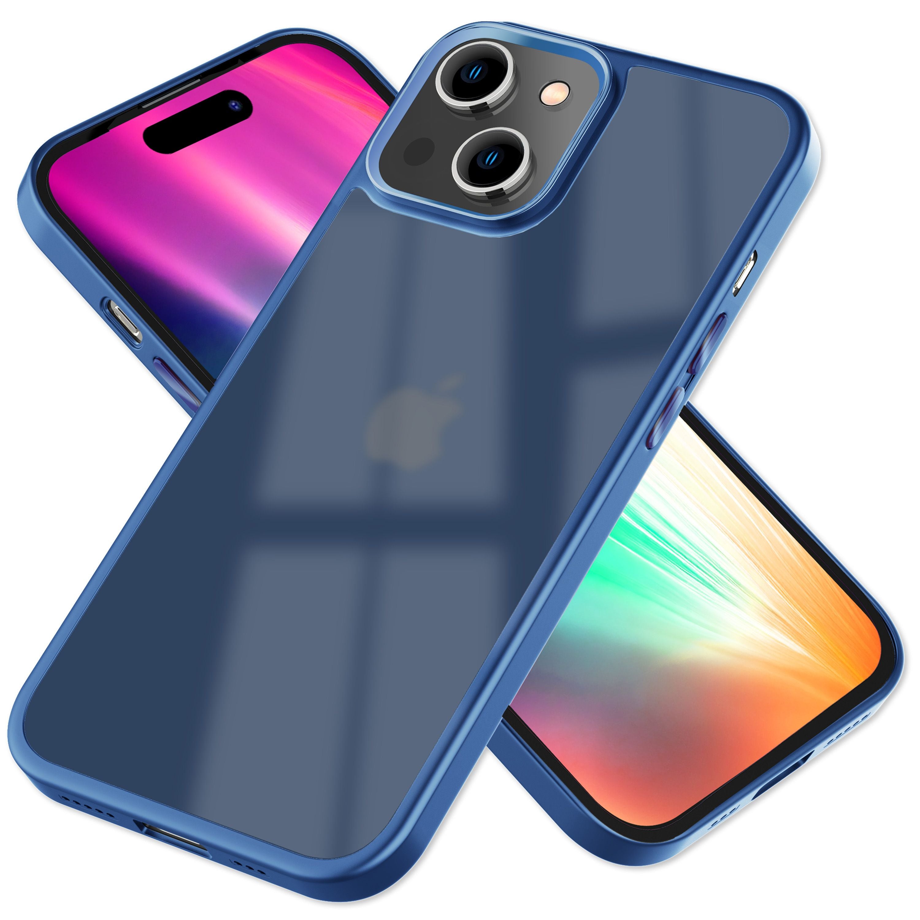 Hülle Hybrid für iPhone 15 Plus Frosted Hard Case Fall Schutz Rahmen Handyhülle Dunkelblau NALIA Protective Hülle