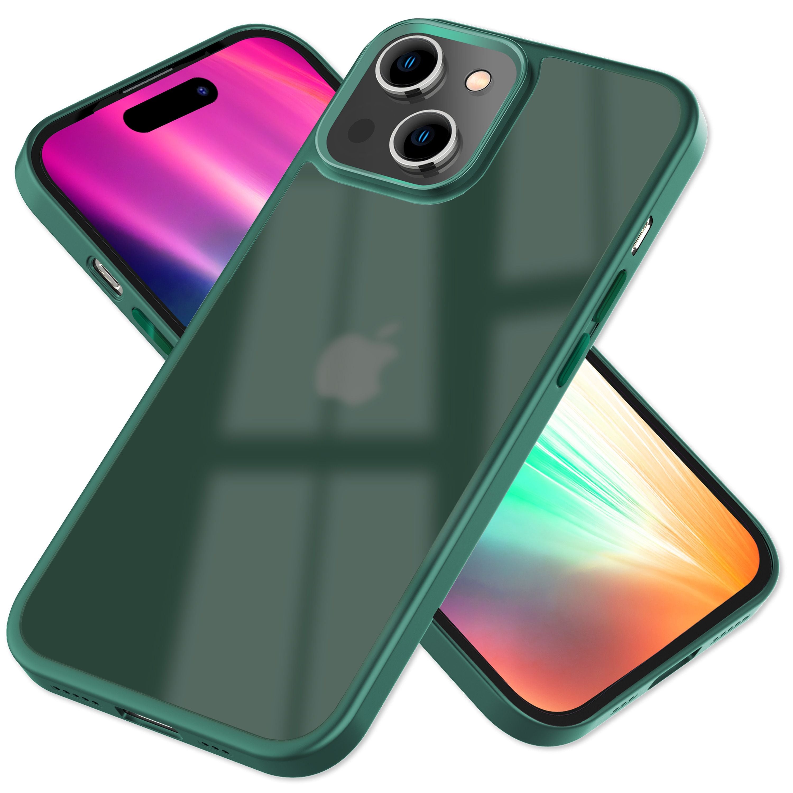 Hülle Hybrid für iPhone 15 Plus Frosted Hard Case Fall Schutz Rahmen Handyhülle Grün NALIA Protective Hülle