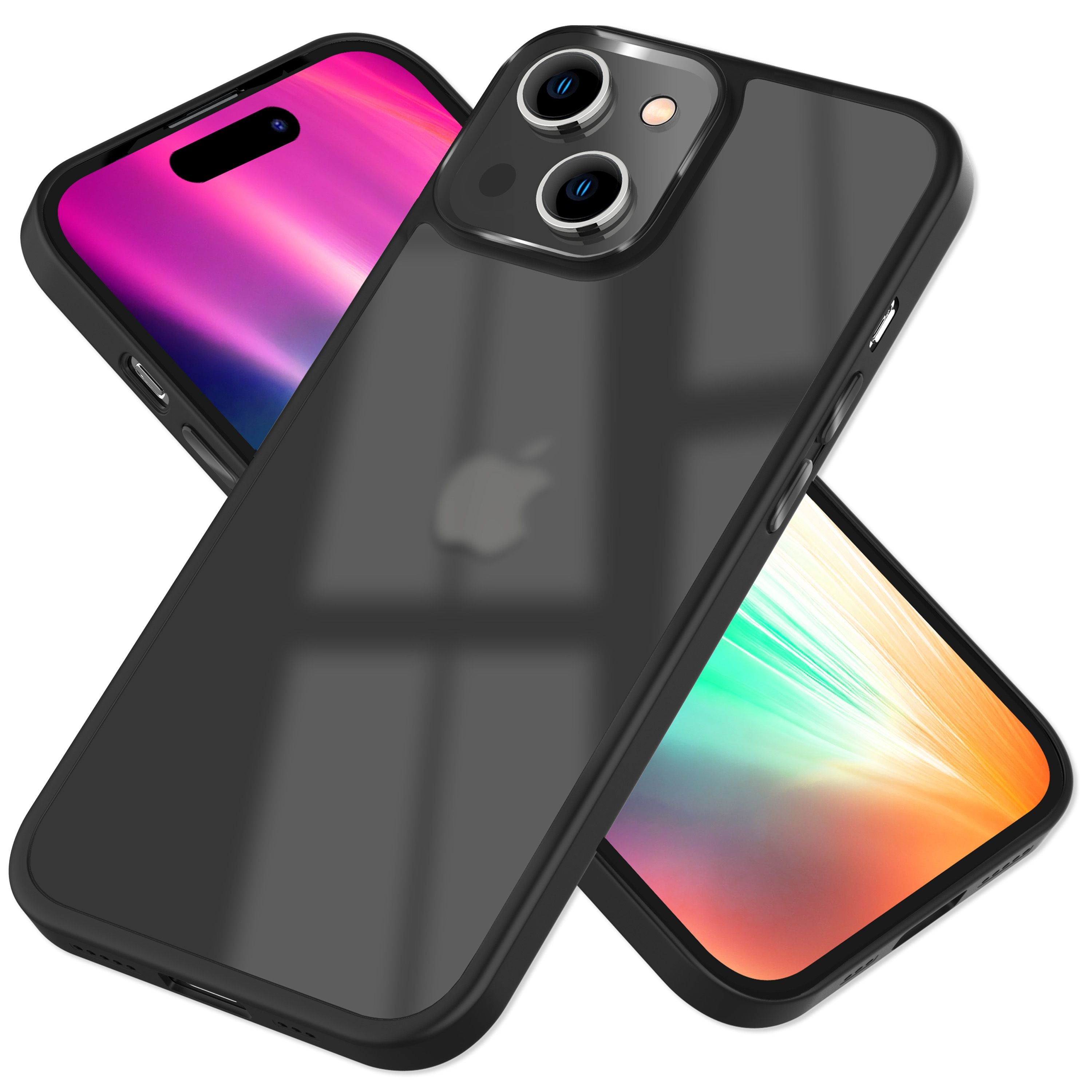 Hülle Hybrid für iPhone 15 Plus Frosted Hard Case Fall Schutz Rahmen Handyhülle Schwarz NALIA Protective Hülle