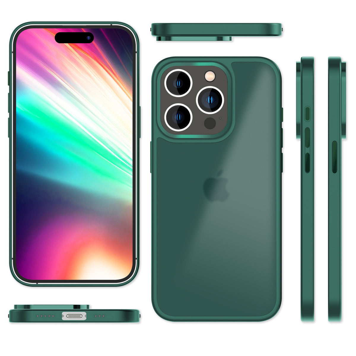 NALIA Frosted Hybrid Cover kompatibel mit iPhone 15 Pro Max Hülle, Semi-Transparent Mattiert Durchscheinend Anti-Gelb, Harte Rückseite & Verstärkter Fallschutz Rahmen, Handyhülle Grün NALIA Protective Hülle
