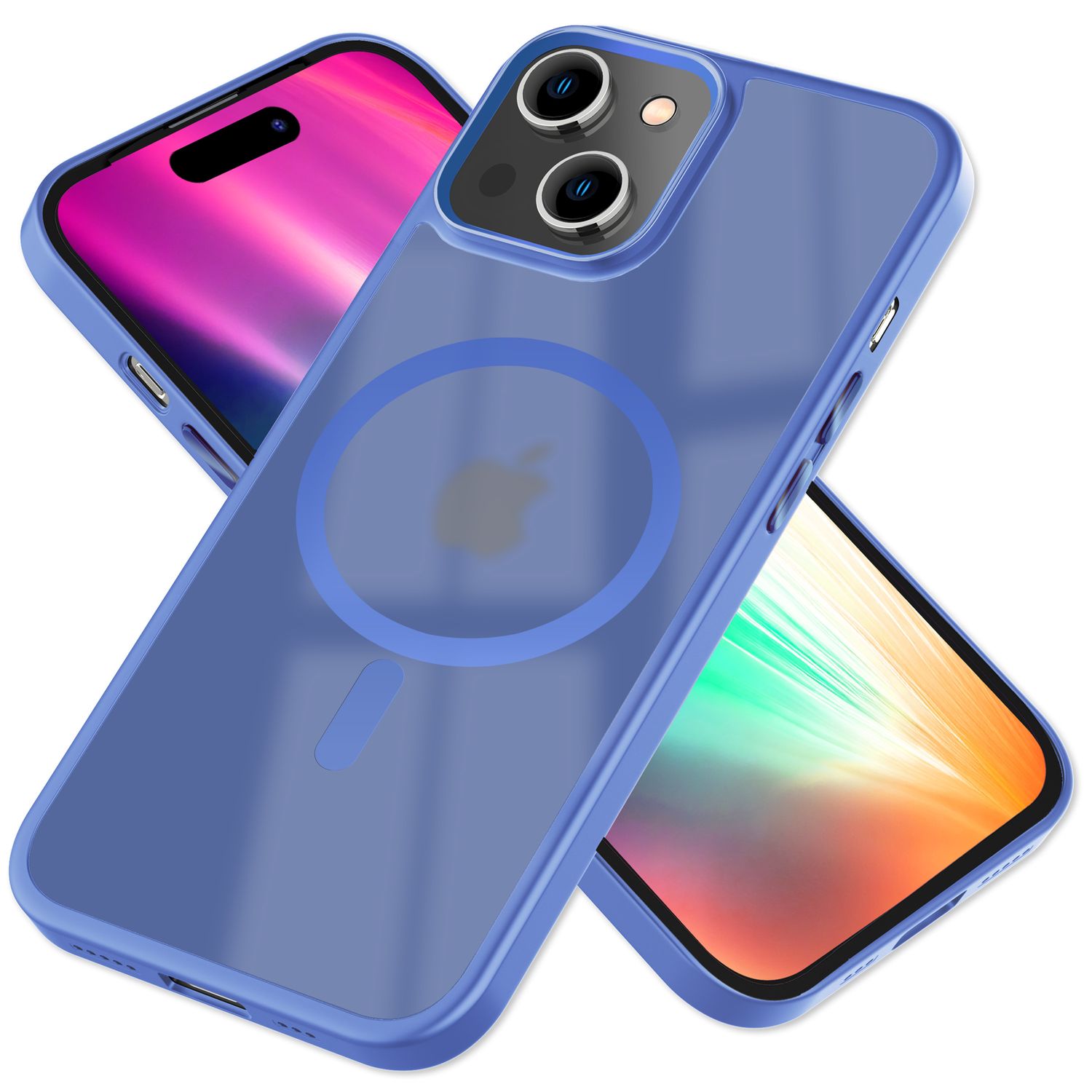 MagSafe Hülle Hybrid für iPhone 15 Frosted Hard Case Schutz Rand Handyhülle Etui Hellblau NALIA Protective Hülle