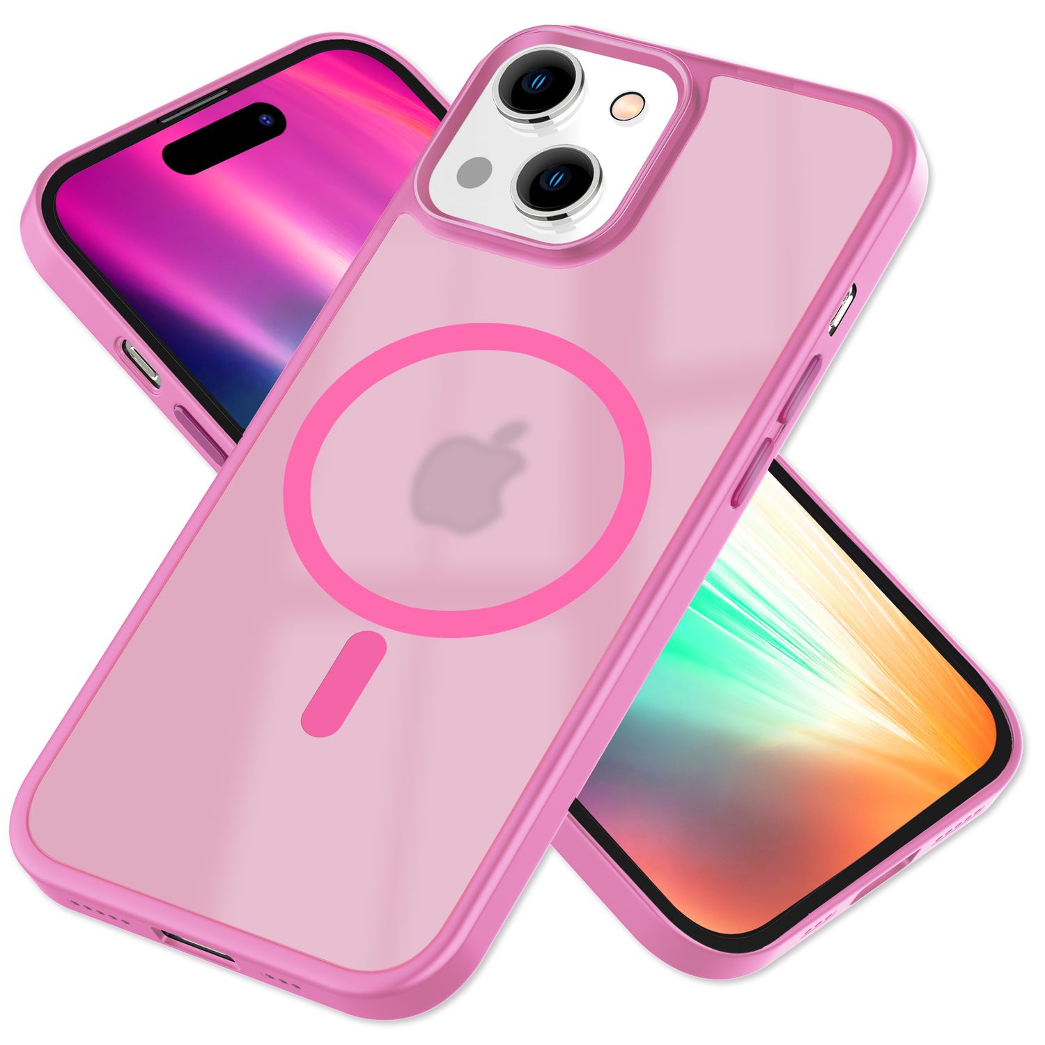 MagSafe Hülle Hybrid für iPhone 15 Frosted Hard Case Schutz Rand Handyhülle Etui Gelb NALIA Protective Hülle