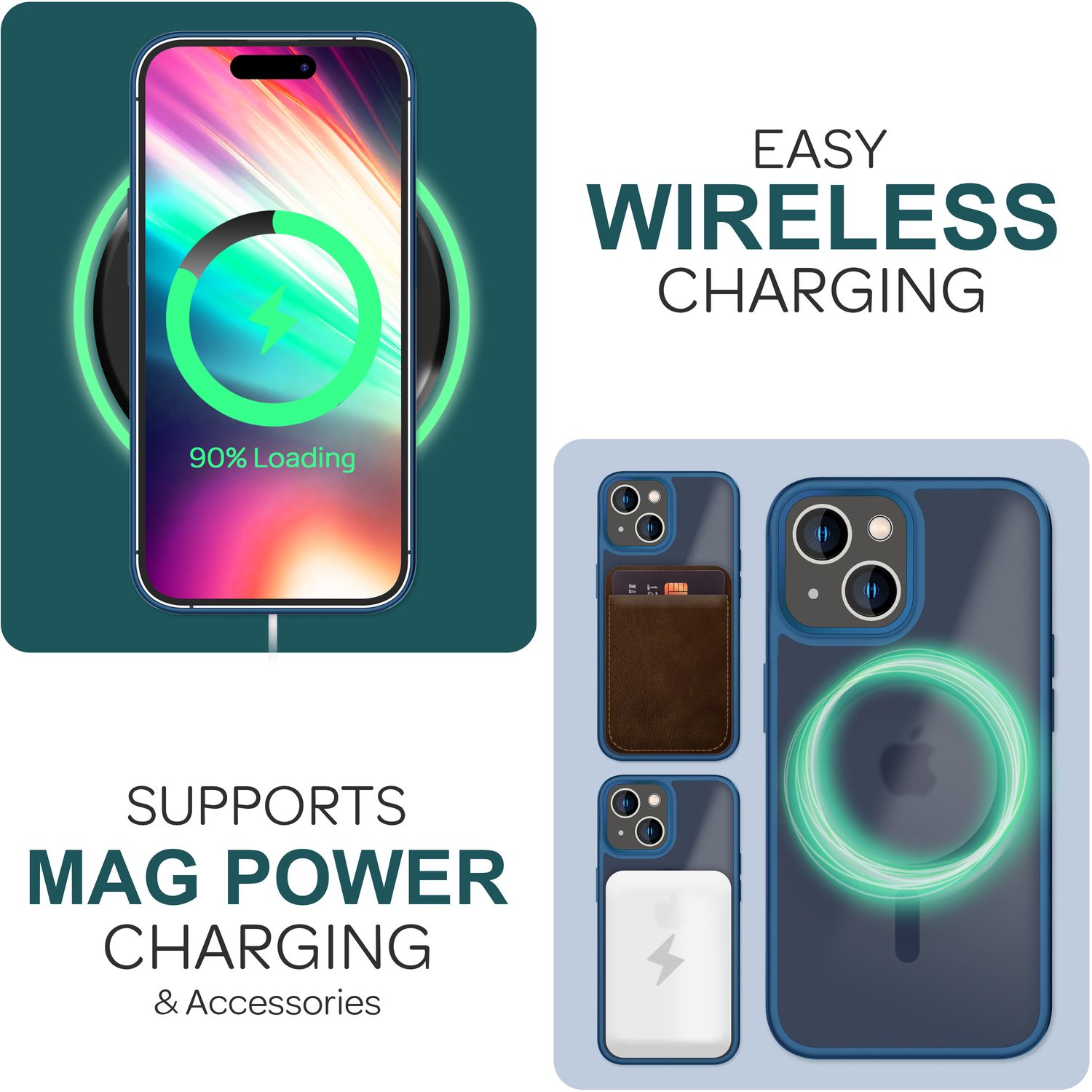 NALIA MagSafe Hülle iPhone 15 Case matt stoßfest Dunkelblau NALIA Protective Hülle