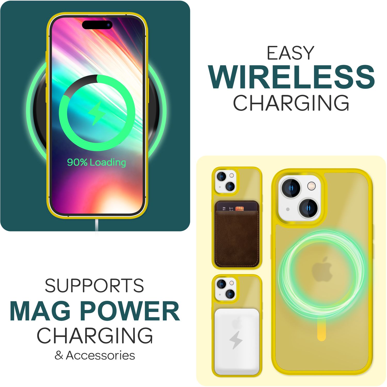 MagSafe Hülle Hybrid für iPhone 15 Frosted Hard Case Schutz Rand Handyhülle Etui Gelb NALIA Protective Hülle