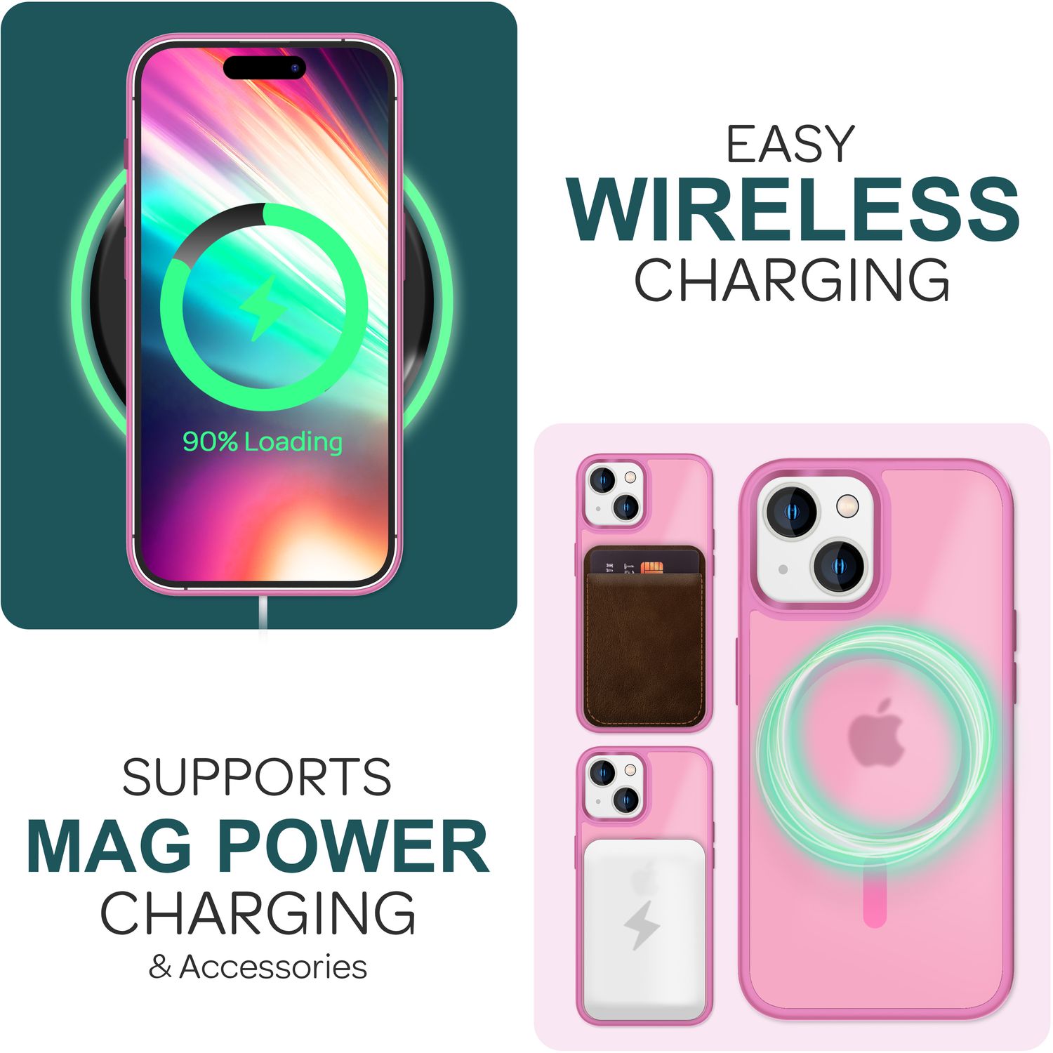 NALIA MagSafe Hülle iPhone 15 Case matt stoßfest Pink NALIA Protective Hülle