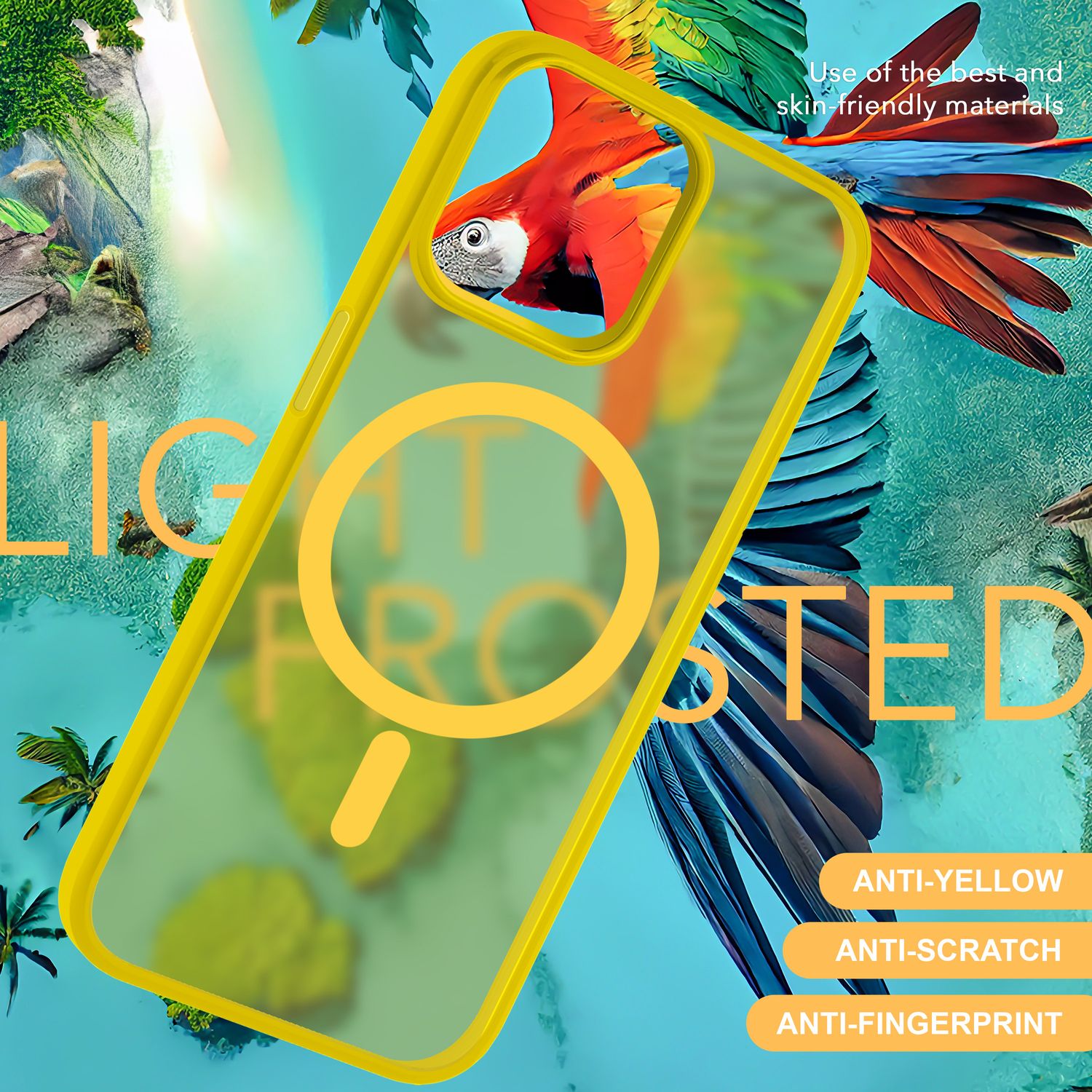 MagSafe Hülle Hybrid für iPhone 15 Frosted Hard Case Schutz Rand Handyhülle Etui Gelb NALIA Protective Hülle