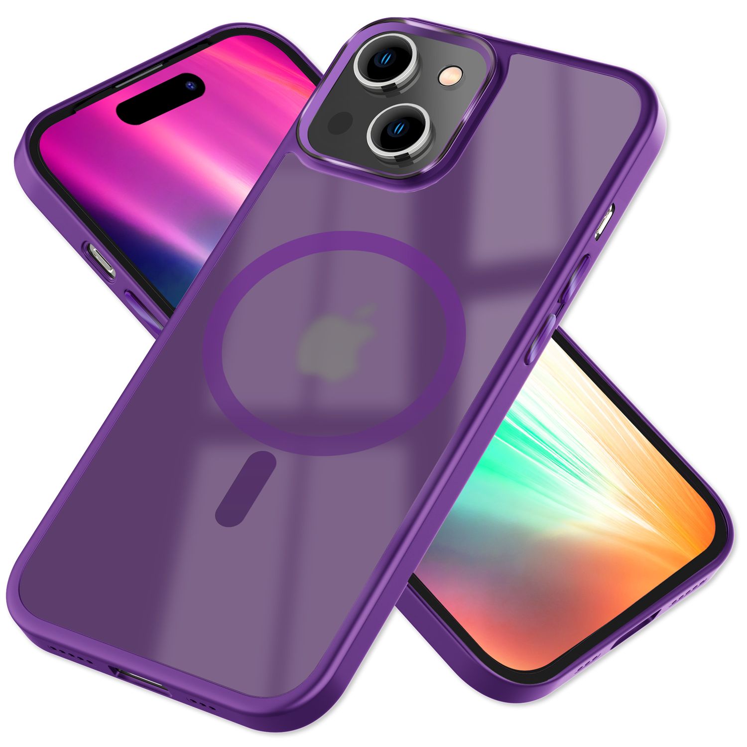 MagSafe Hülle Hybrid für iPhone 15 Plus Frosted Hard Case Schutz Rand Handyhülle Schwarz NALIA Protective Hülle