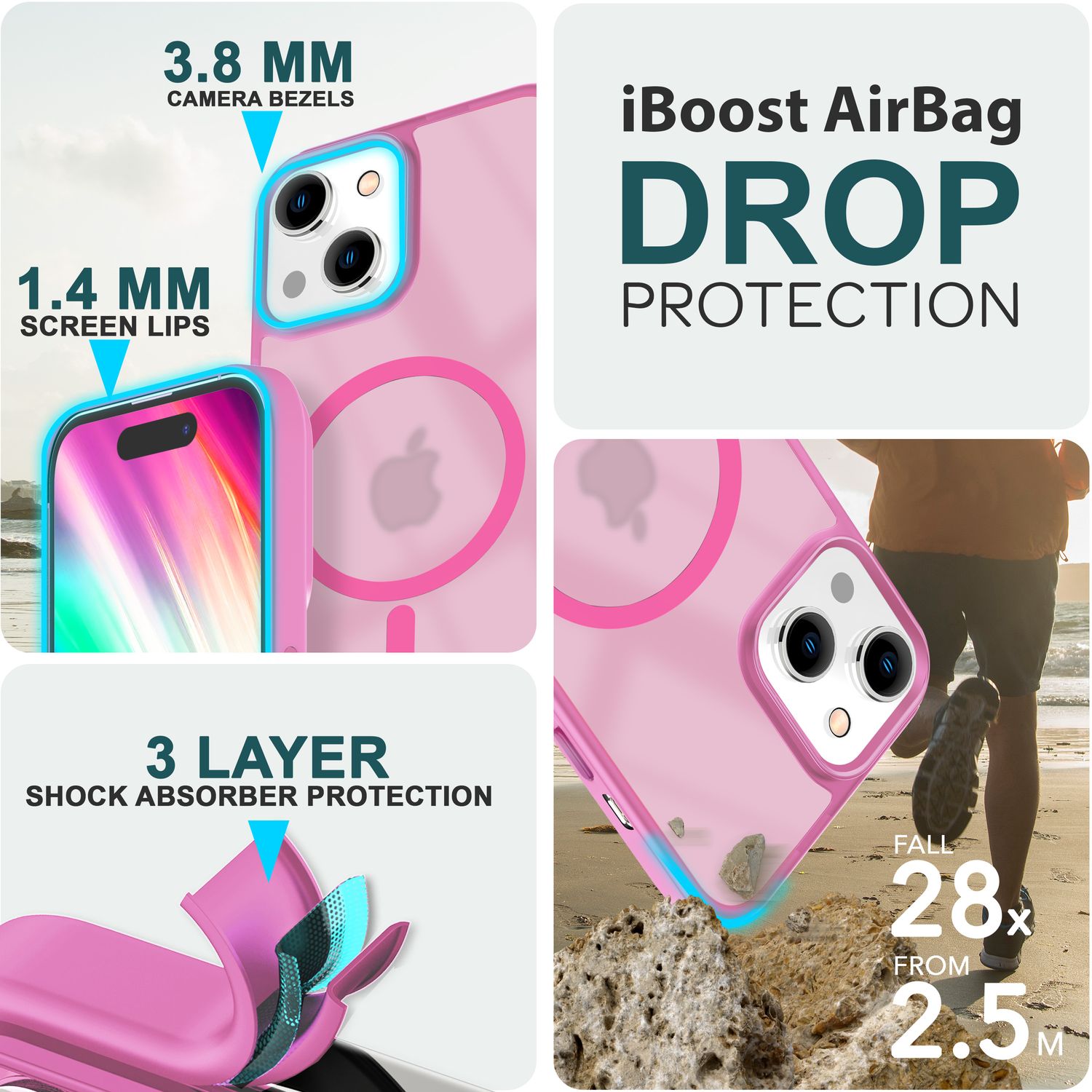 MagSafe Hülle Hybrid für iPhone 15 Plus Frosted Hard Case Schutz Rand Handyhülle Dunkelblau NALIA Protective Hülle