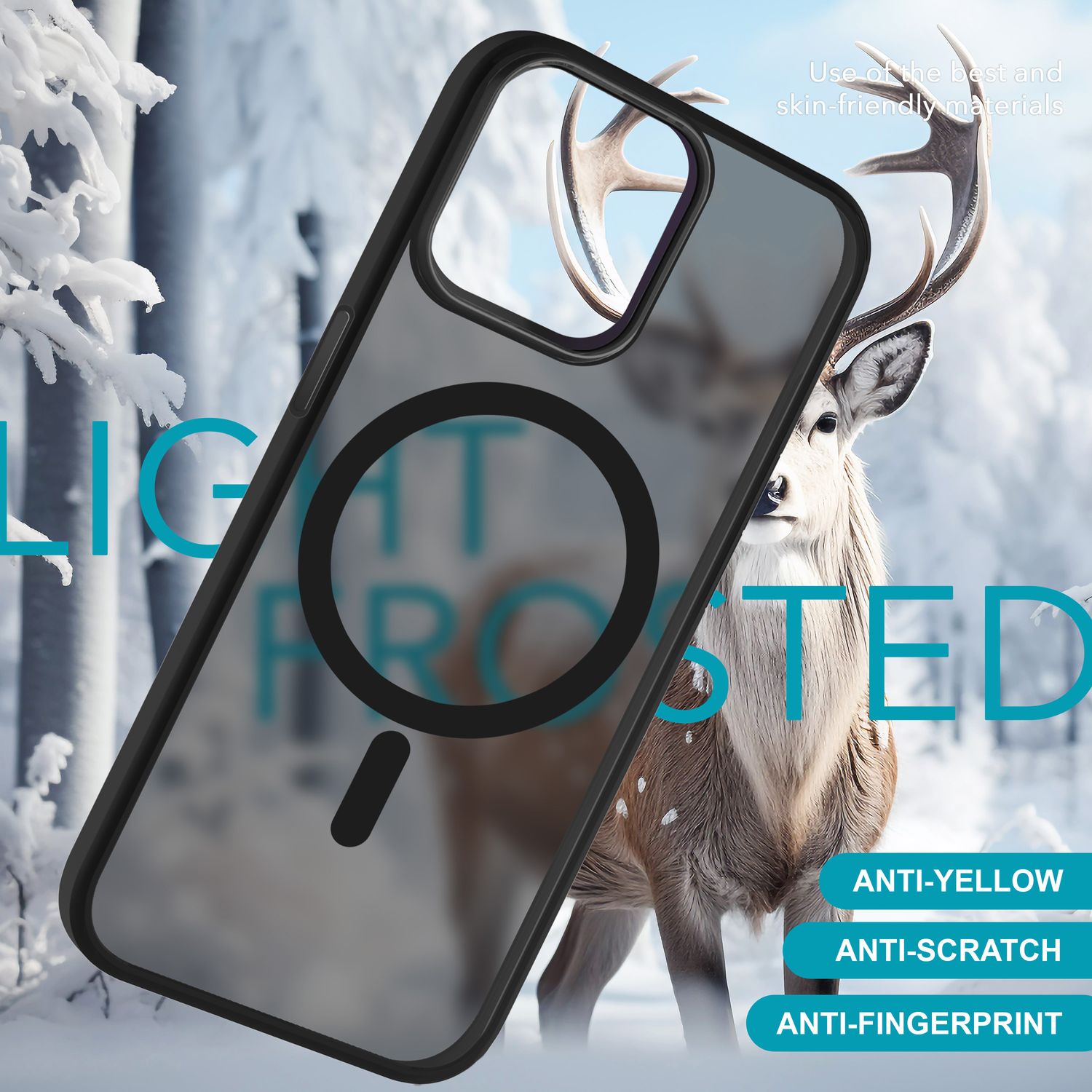 MagSafe Hülle Hybrid für iPhone 15 Pro Frosted Hard Case Handyhülle Schutz Rand Schwarz NALIA Protective Hülle