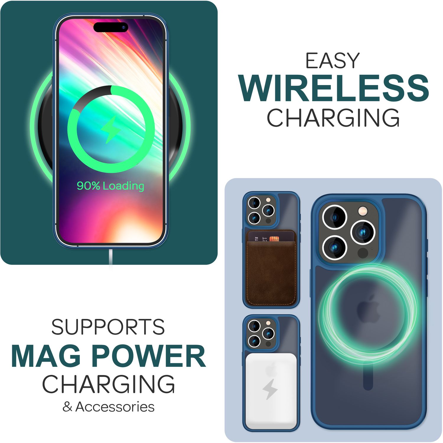 NALIA MagSafe Hülle iPhone 15 Pro Case matt stoßfest Dunkelblau NALIA Protective Hülle