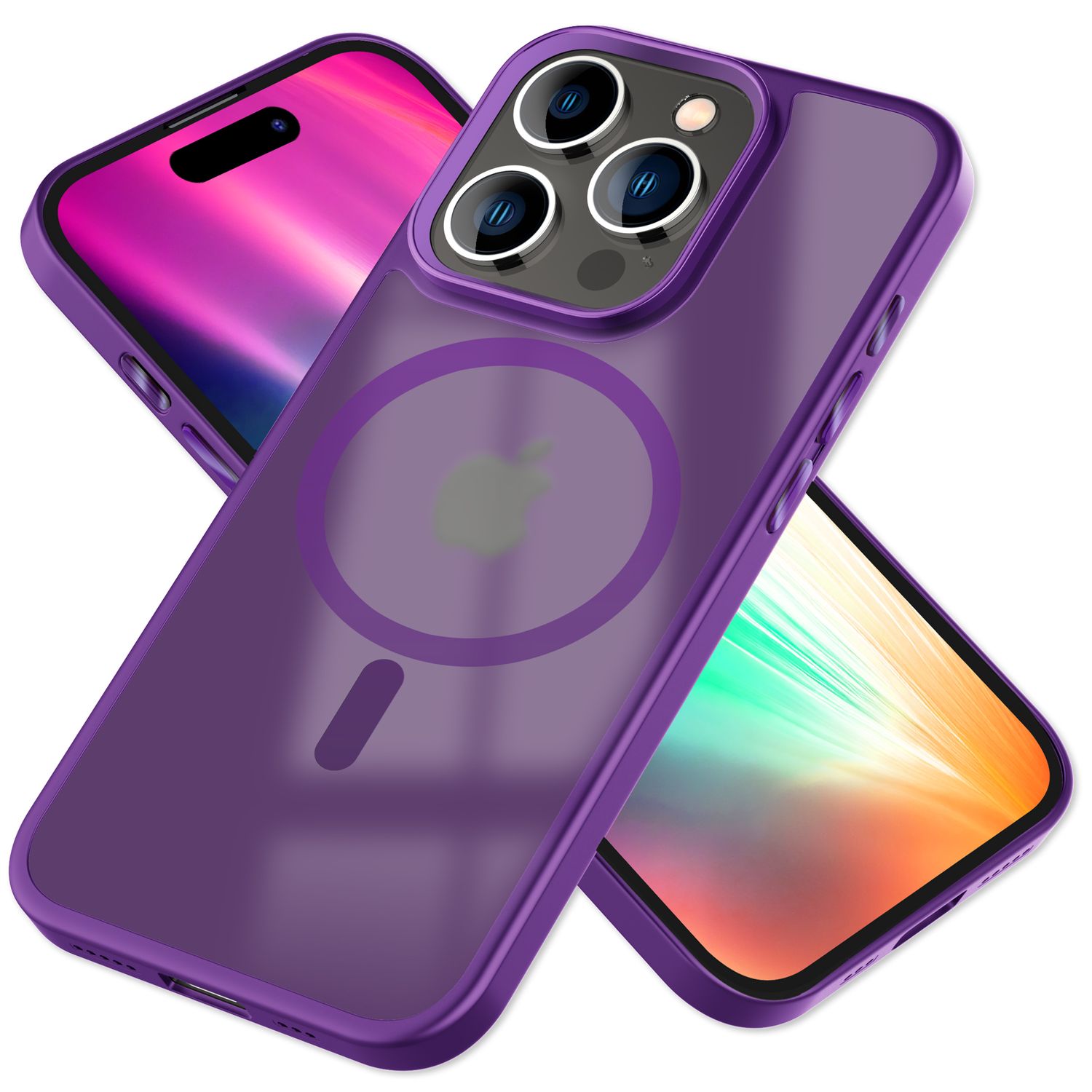 MagSafe Hülle Hybrid für iPhone 15 Pro Max Frosted Hard Case Schutz Handyhülle Schwarz NALIA Protective Hülle