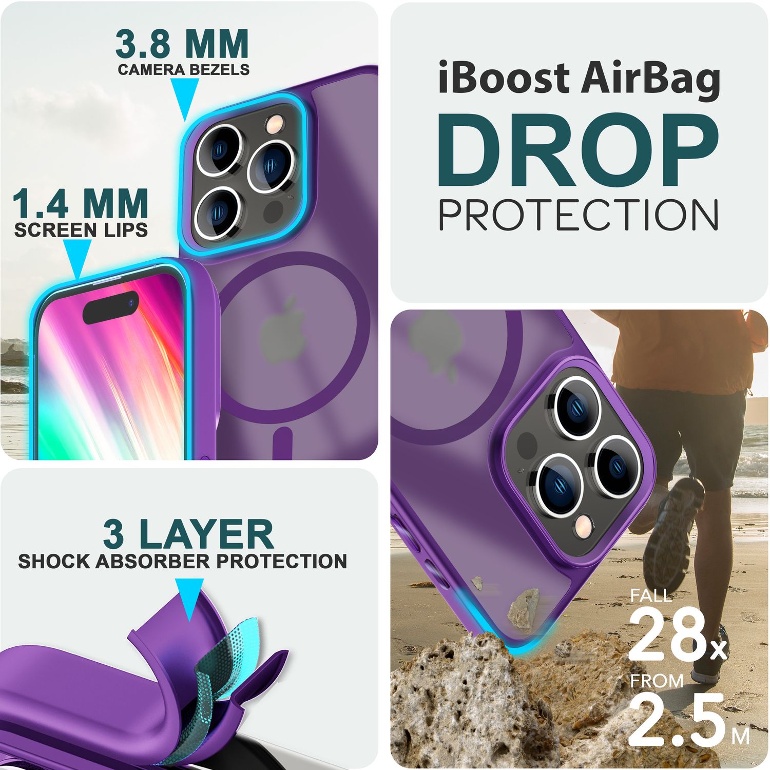 MagSafe Hülle Hybrid für iPhone 15 Pro Max Frosted Hard Case Schutz Handyhülle Schwarz NALIA Protective Hülle