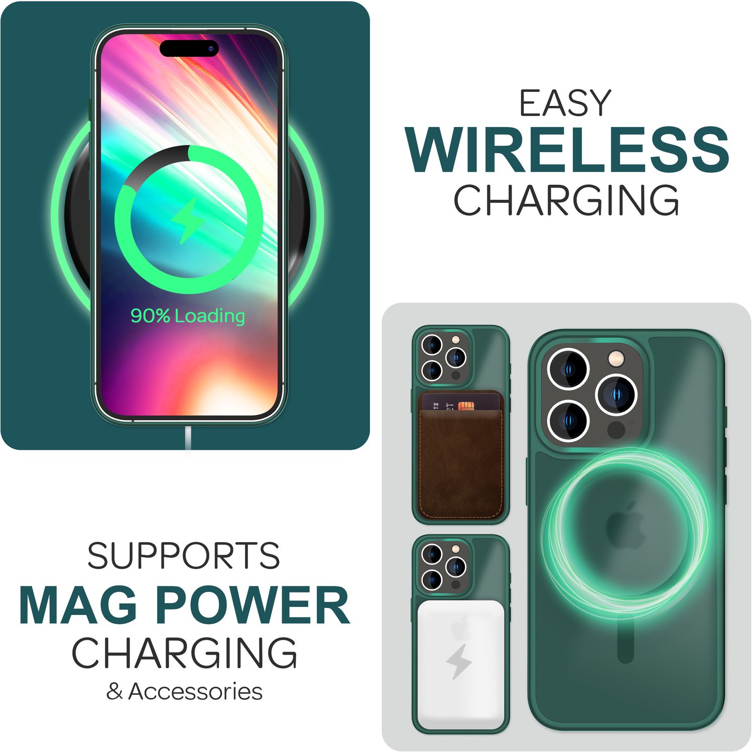 NALIA MagSafe Hülle iPhone 15 Pro Max Case matt stoßfest Grün NALIA Protective Hülle