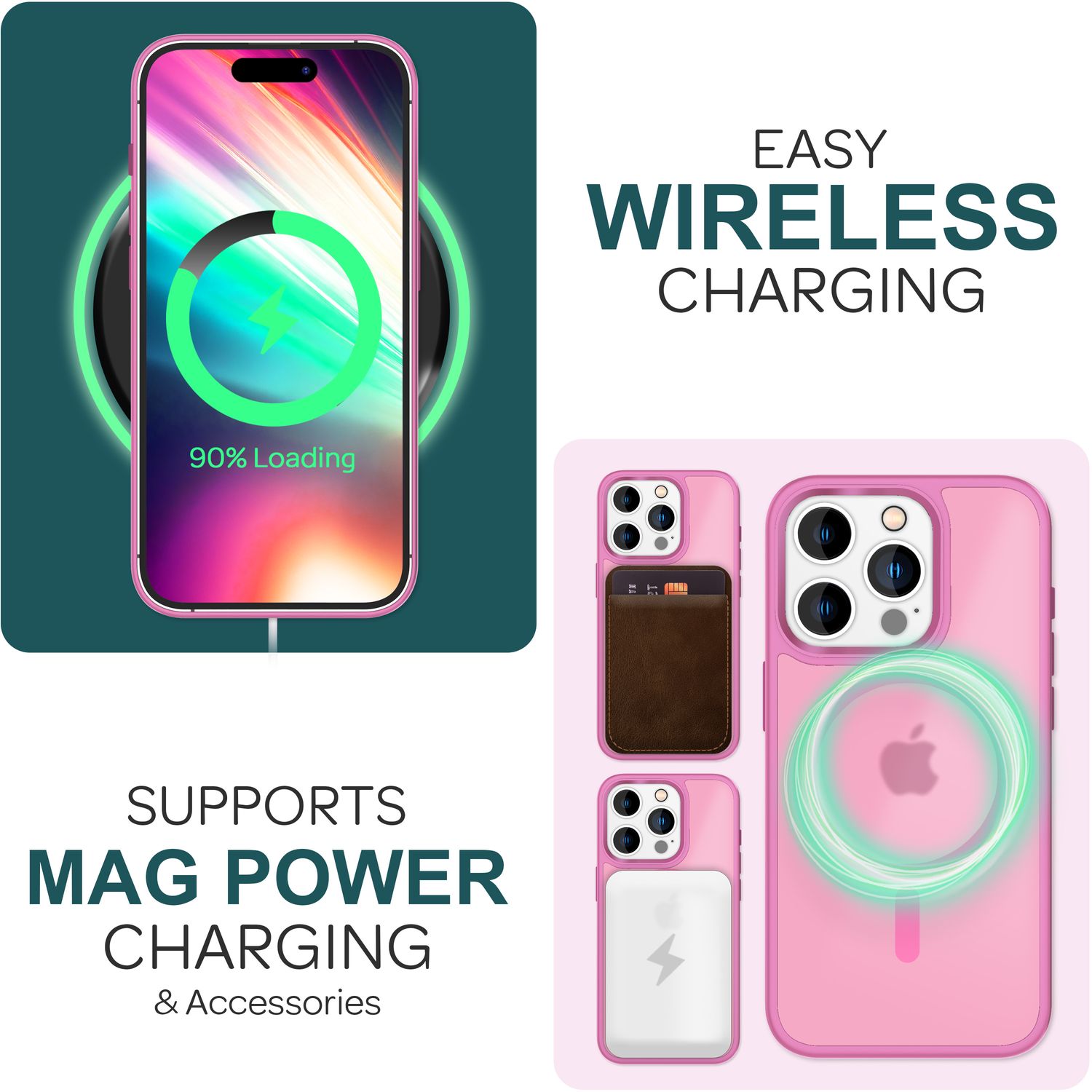NALIA MagSafe Hülle iPhone 15 Pro Max Case matt stoßfest Pink NALIA Protective Hülle
