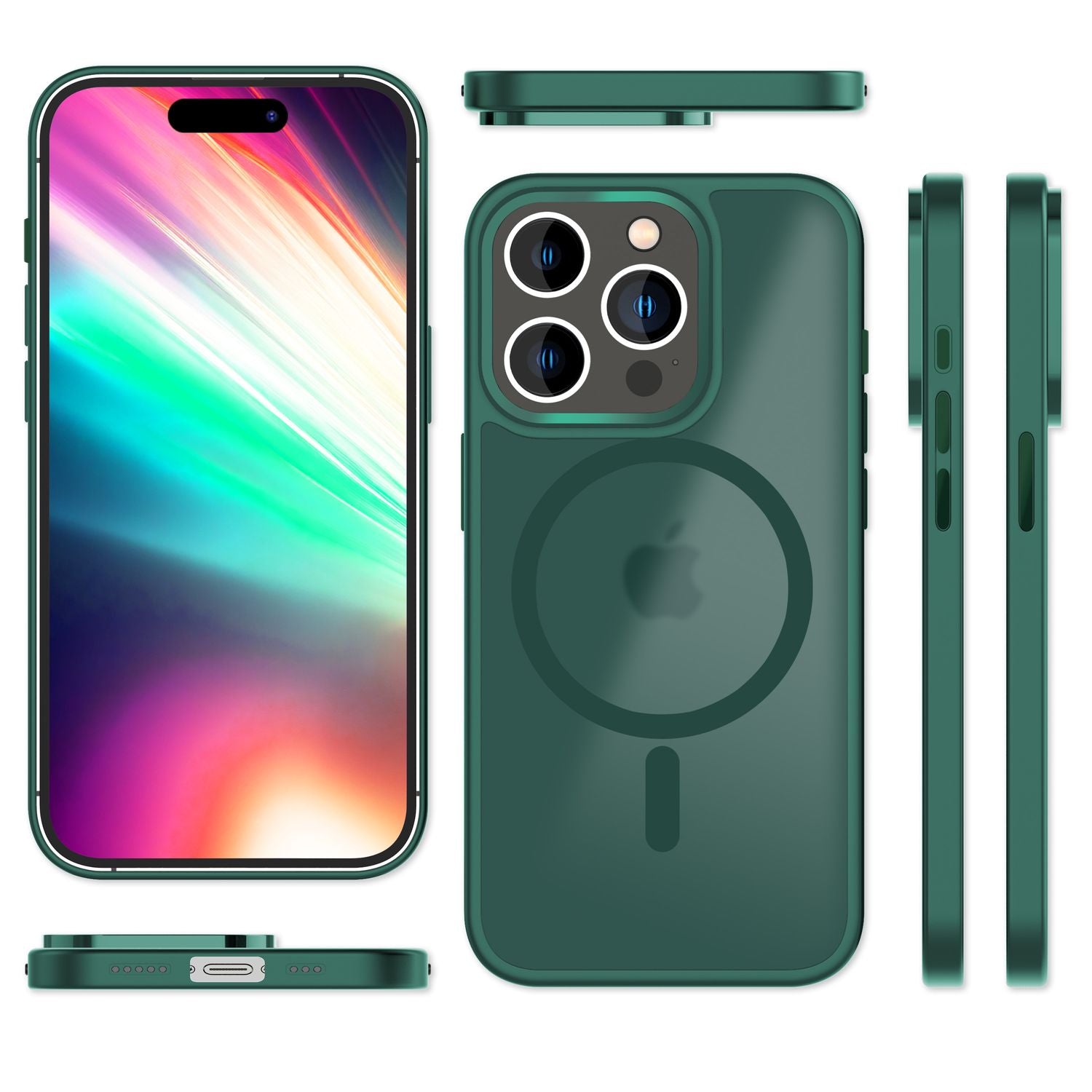 MagSafe Hülle Hybrid für iPhone 15 Pro Max Frosted Hard Case Schutz Handyhülle Grün NALIA Protective Hülle