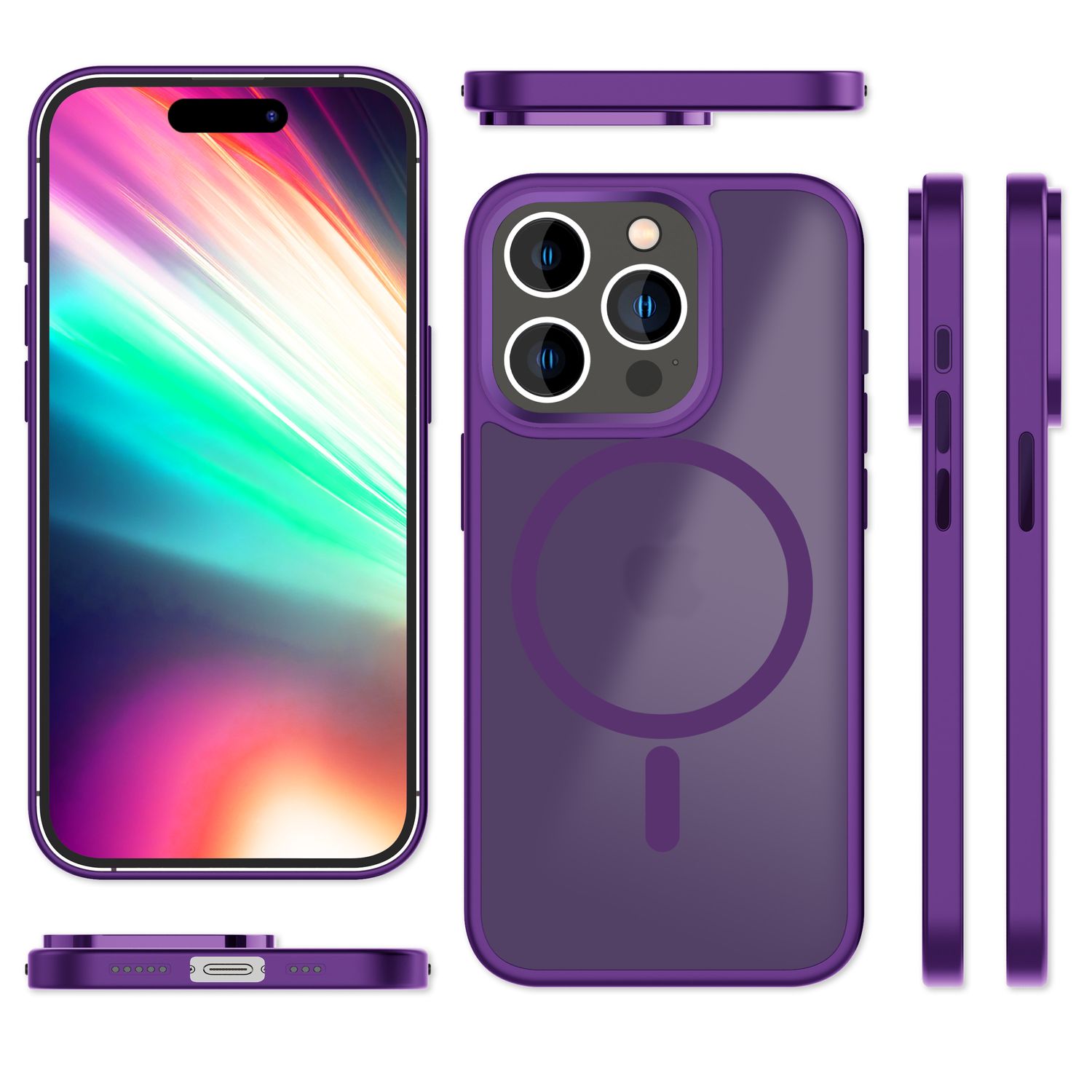 MagSafe Hülle Hybrid für iPhone 15 Pro Max Frosted Hard Case Schutz Handyhülle Schwarz NALIA Protective Hülle