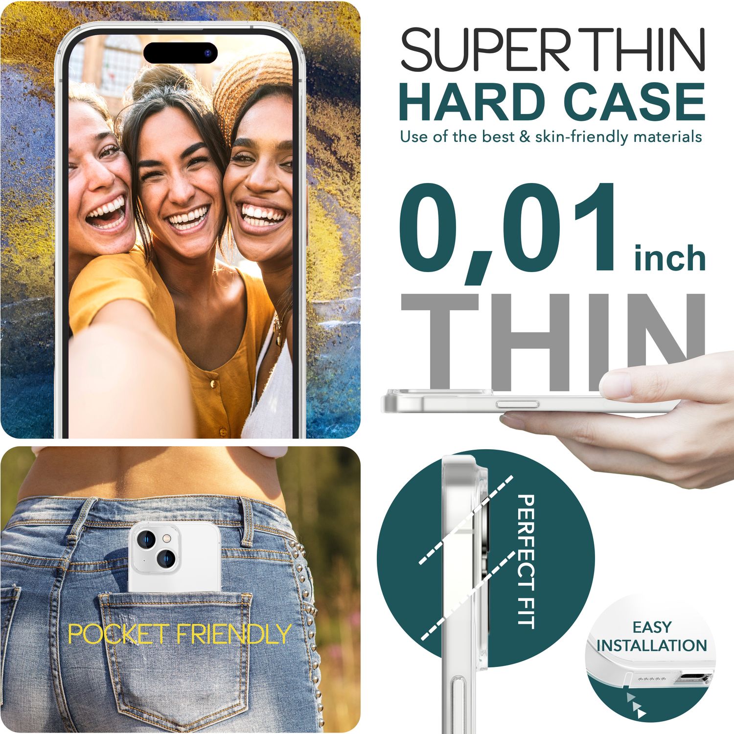 NALIA Hardcase iPhone 15 matt transparent stoßfest NALIA SlimFit Hülle