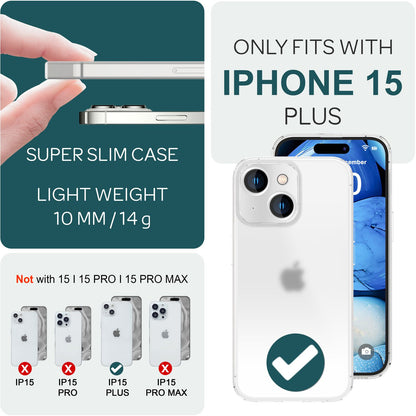 Halb Klar Hülle für iPhone 15 Plus, Dünn Matt Leicht Anti-Fingerabdruck Case
