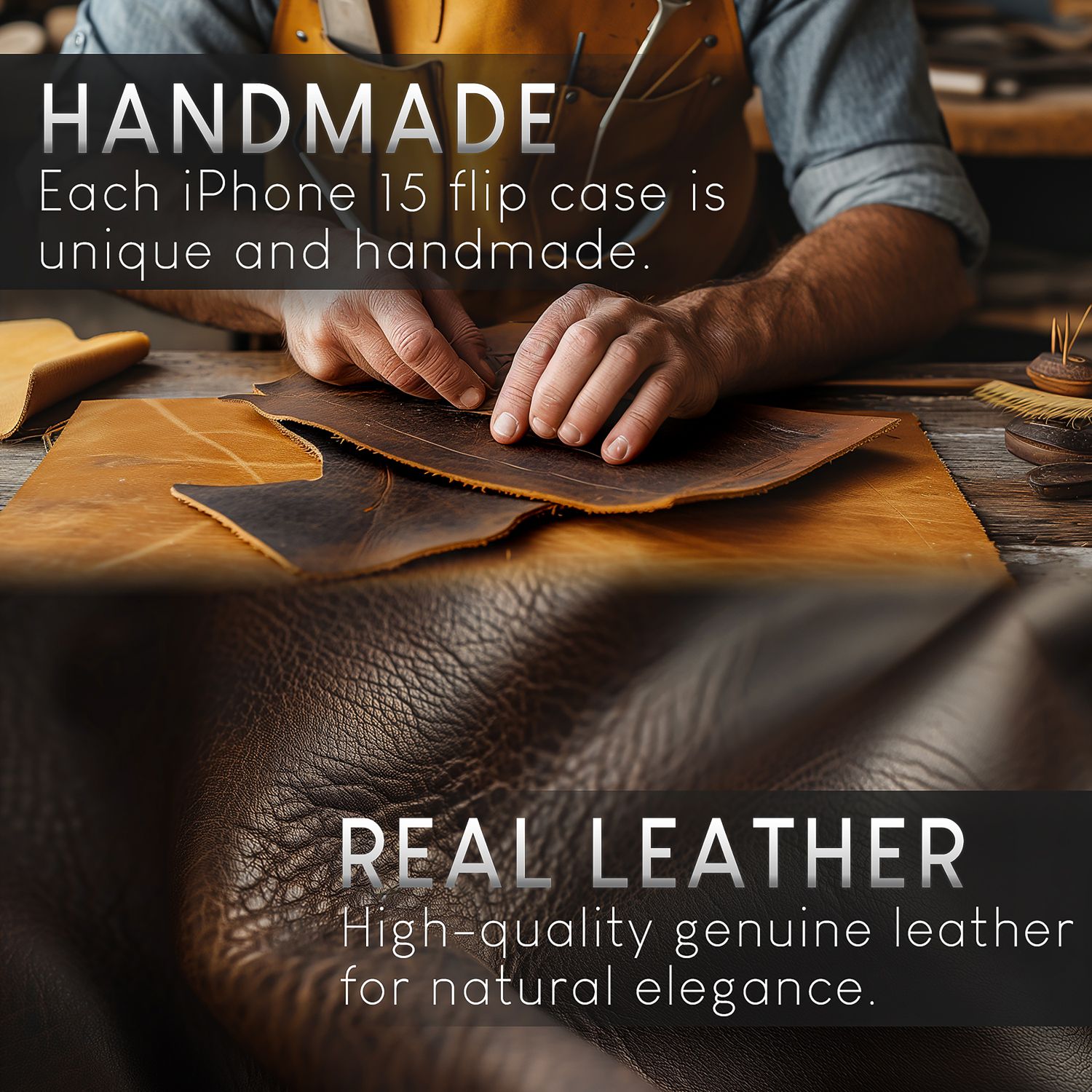 NALIA Echt-Leder Flipcase für iPhone 15 Plus Hülle, Rindsleder Schutzhülle Lederhülle RFID-Schutz, Aufstellbar Klappbar Dunkel-Braun NALIA Protective Hülle