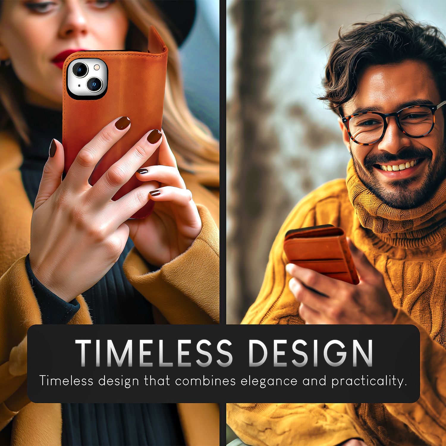 NALIA Echt-Leder Flipcase für iPhone 15 Plus Hülle, Rindsleder Schutzhülle Lederhülle RFID-Schutz, Aufstellbar Klappbar Braun NALIA Protective Hülle