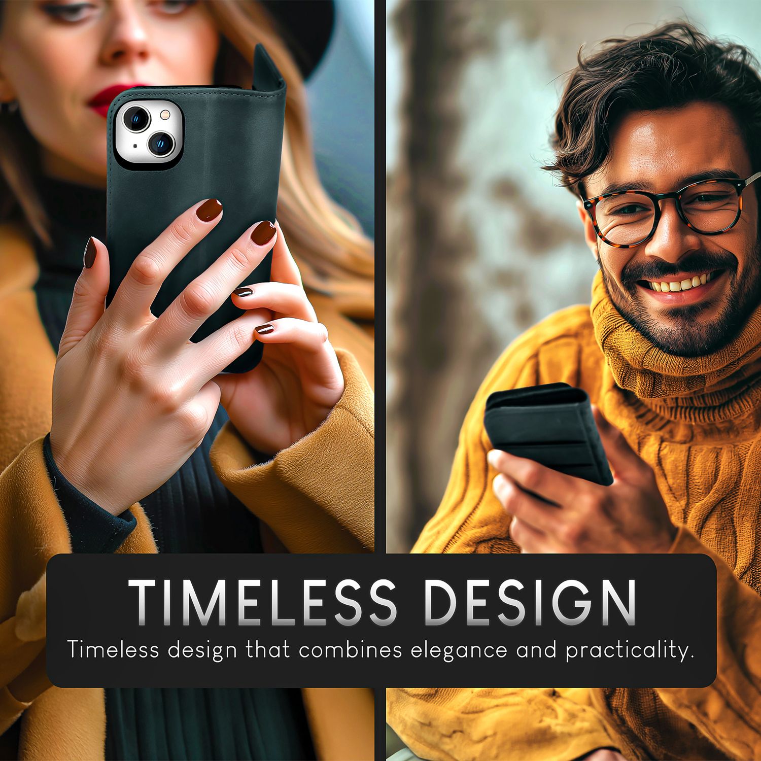 NALIA Echt-Leder Flipcase für iPhone 15 Plus Hülle, Rindsleder Schutzhülle Lederhülle RFID-Schutz, Aufstellbar Klappbar Dunkelblau NALIA Protective Hülle