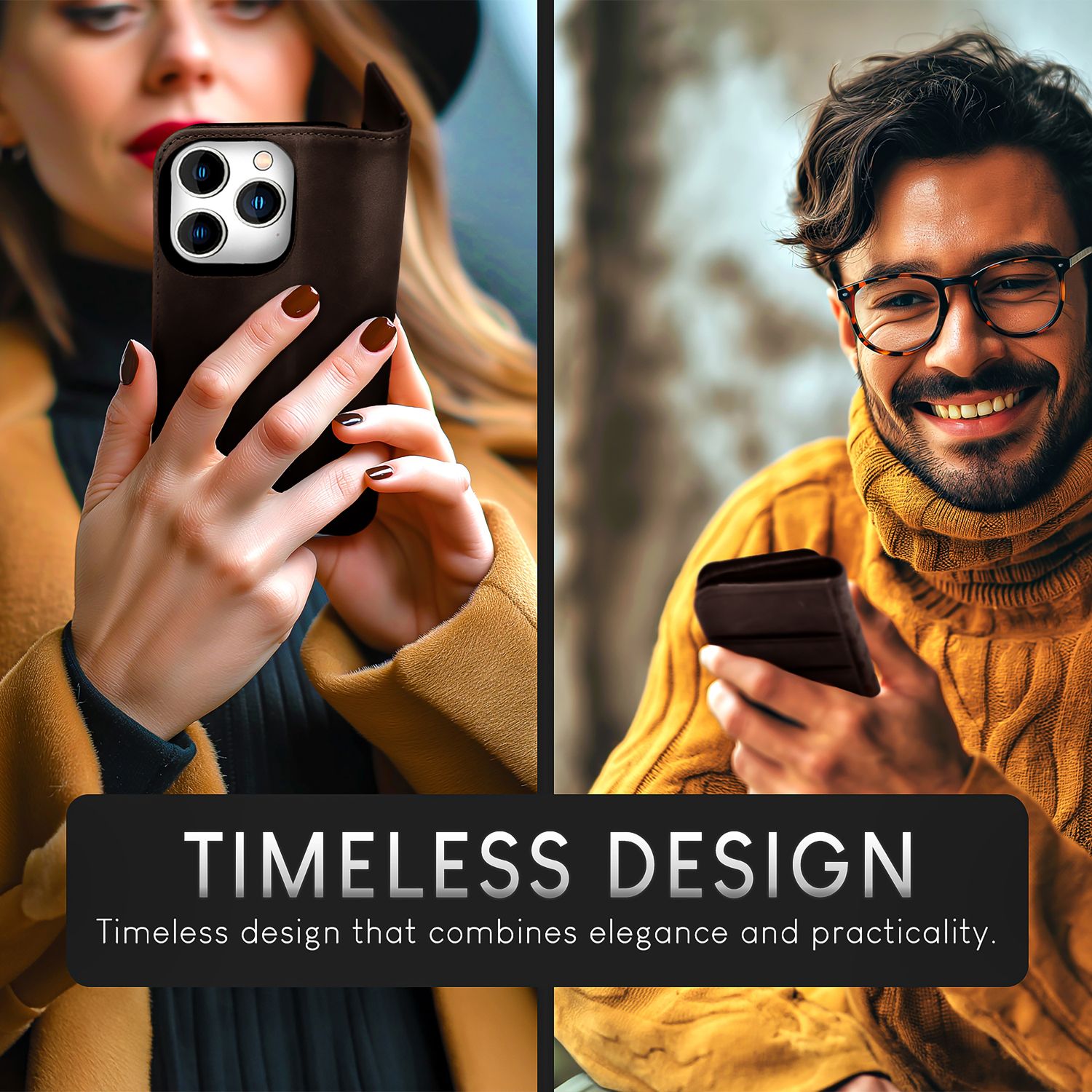 NALIA Echt-Leder Flipcase für iPhone 15 Pro Max Hülle, Rindsleder Schutzhülle RFID-Schutz Lederhülle Wallet Dunkel-Braun NALIA Protective Hülle