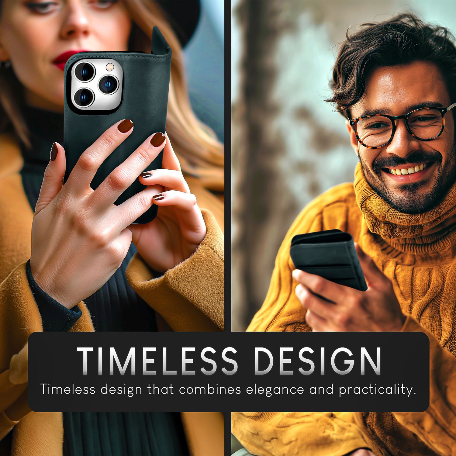 NALIA Echt-Leder Flipcase für iPhone 15 Pro Max Hülle, Rindsleder Schutzhülle RFID-Schutz Lederhülle Wallet Dunkelblau NALIA Protective Hülle