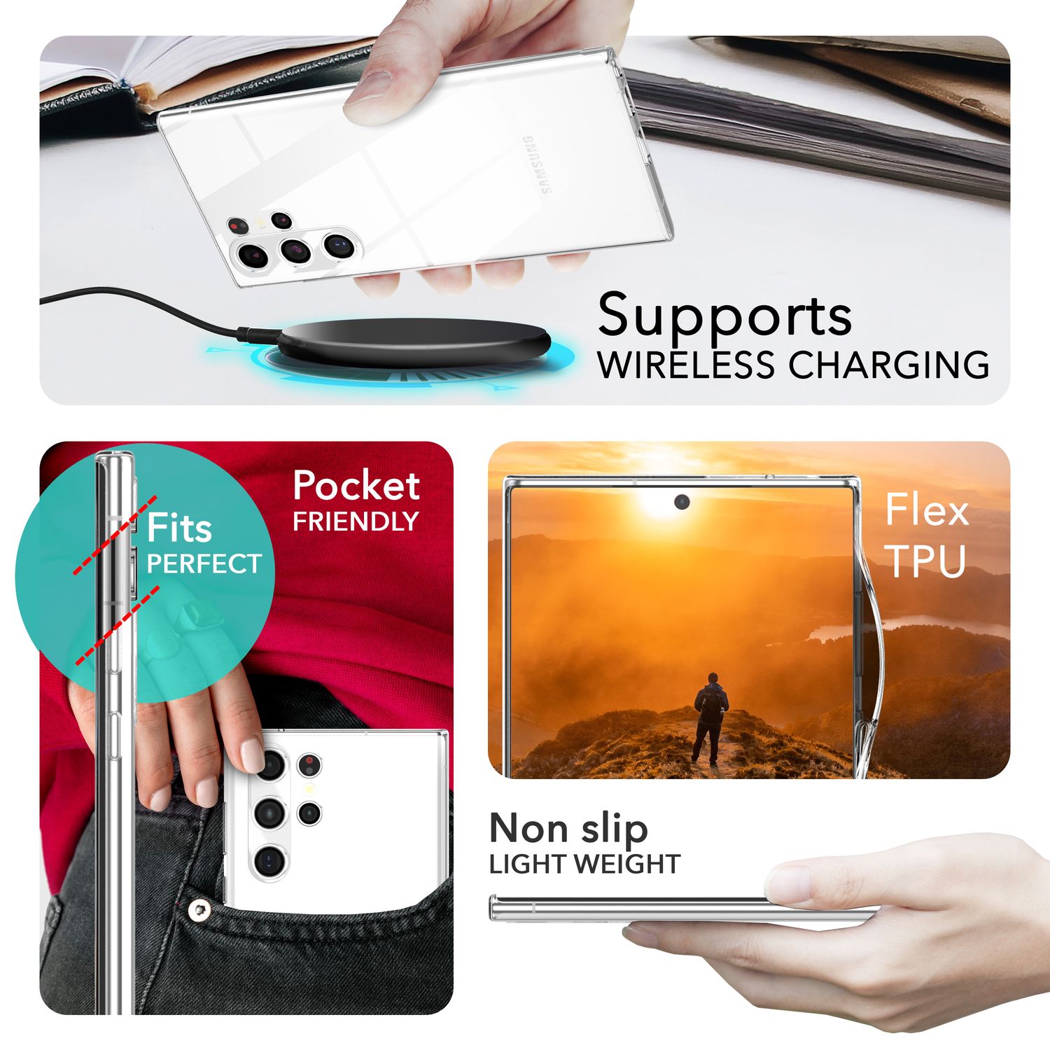 NALIA Klare Silikonhülle kompatibel mit Samsung Galaxy S24 Ultra Hülle, Transparentes Handycover für kristallklaren Look Default Title NALIA Transparente Hülle