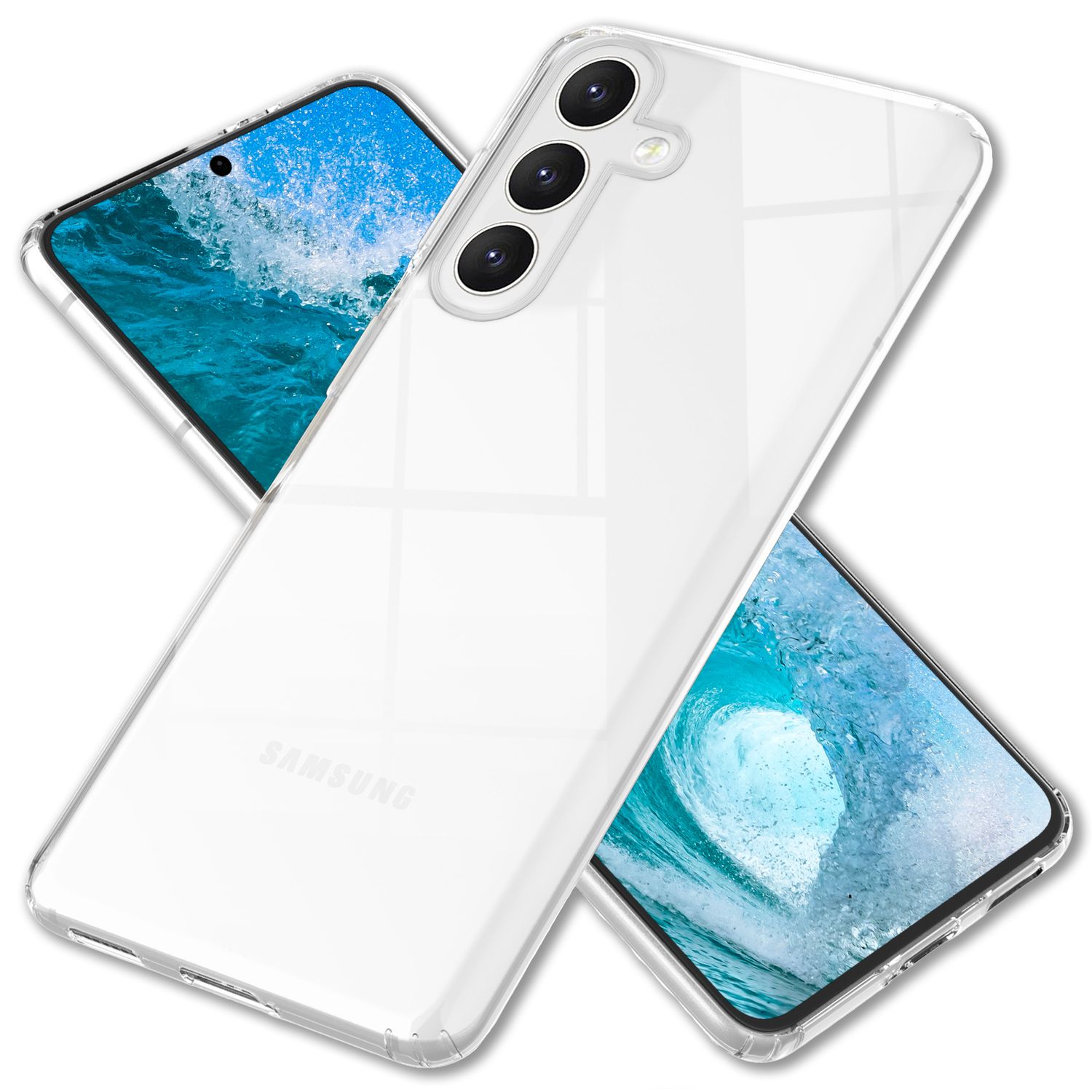 NALIA Stabile Klarsichthülle für Samsung Galaxy S24 Hülle, Transparente Schutzhülle mit harter Rückseite & Silikon-Rand Default Title NALIA Transparente Hülle