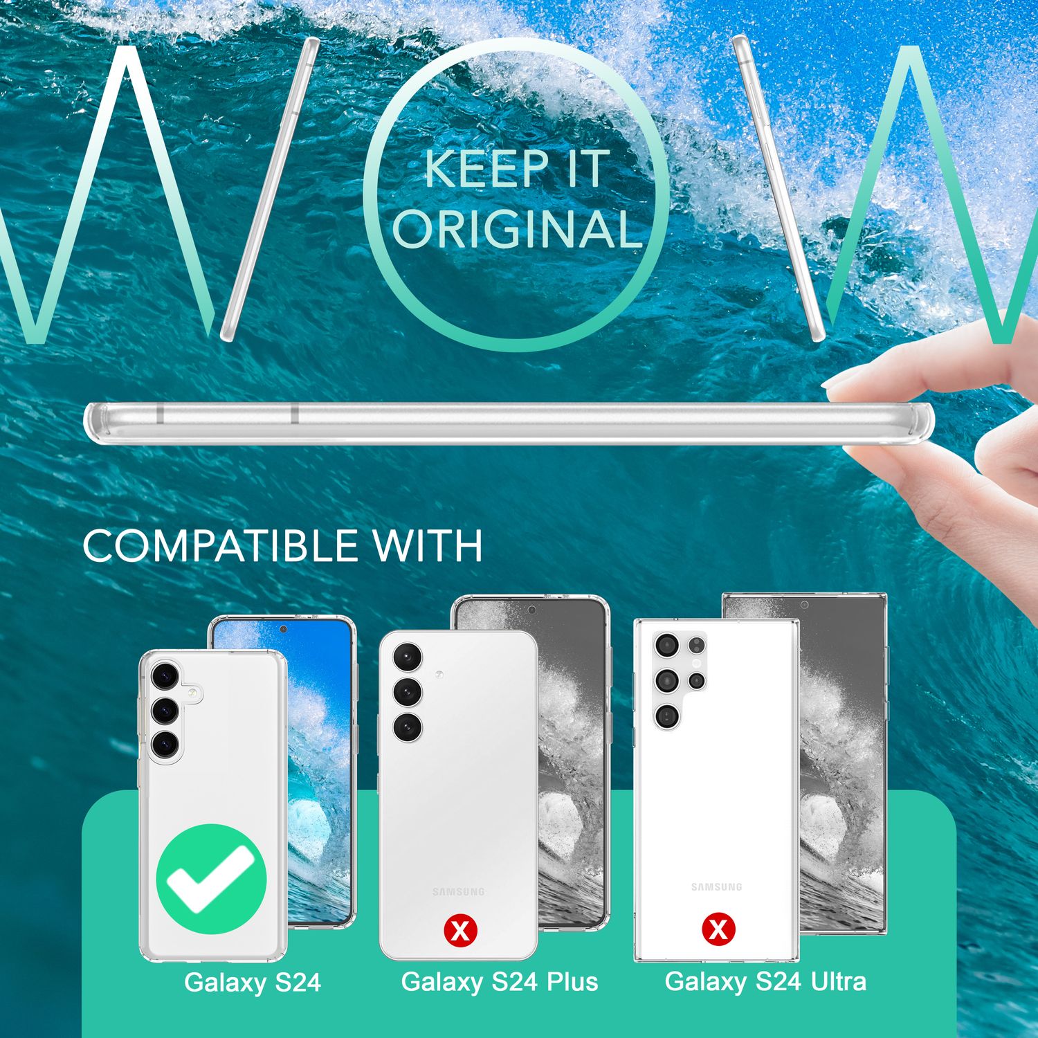 NALIA Stabile Klarsichthülle für Samsung Galaxy S24 Hülle, Transparente Schutzhülle mit harter Rückseite & Silikon-Rand Default Title NALIA Transparente Hülle