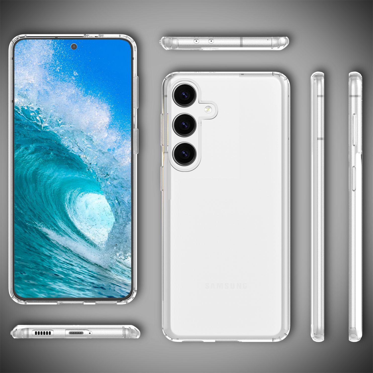 NALIA Stabile Klare Schutzhülle für Samsung Galaxy S24 Plus Hülle, Transparent mit harter Rückseite & Silikon-Rahmen Default Title NALIA Transparente Hülle