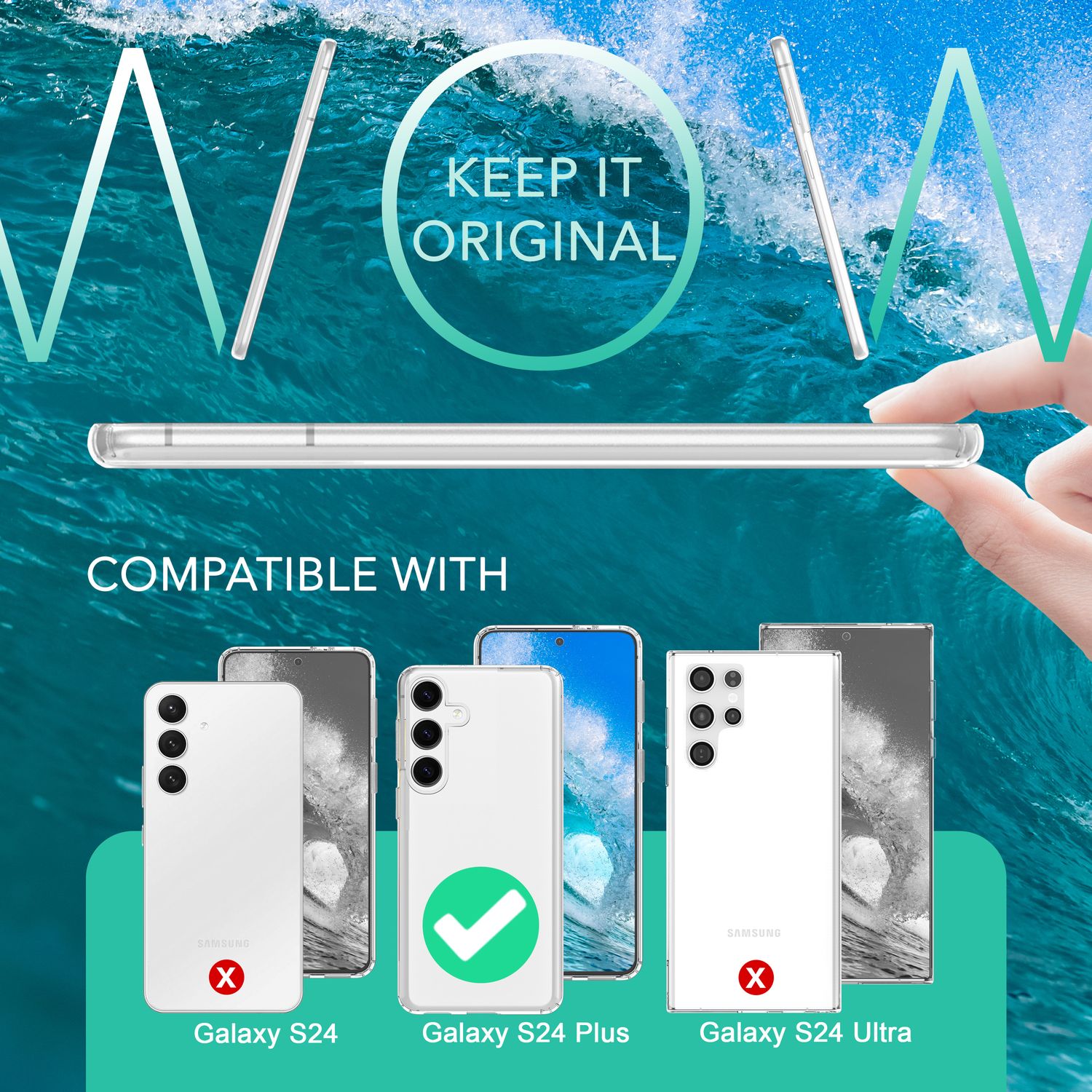 NALIA Stabile Klare Schutzhülle für Samsung Galaxy S24 Plus Hülle, Transparent mit harter Rückseite & Silikon-Rahmen Default Title NALIA Transparente Hülle