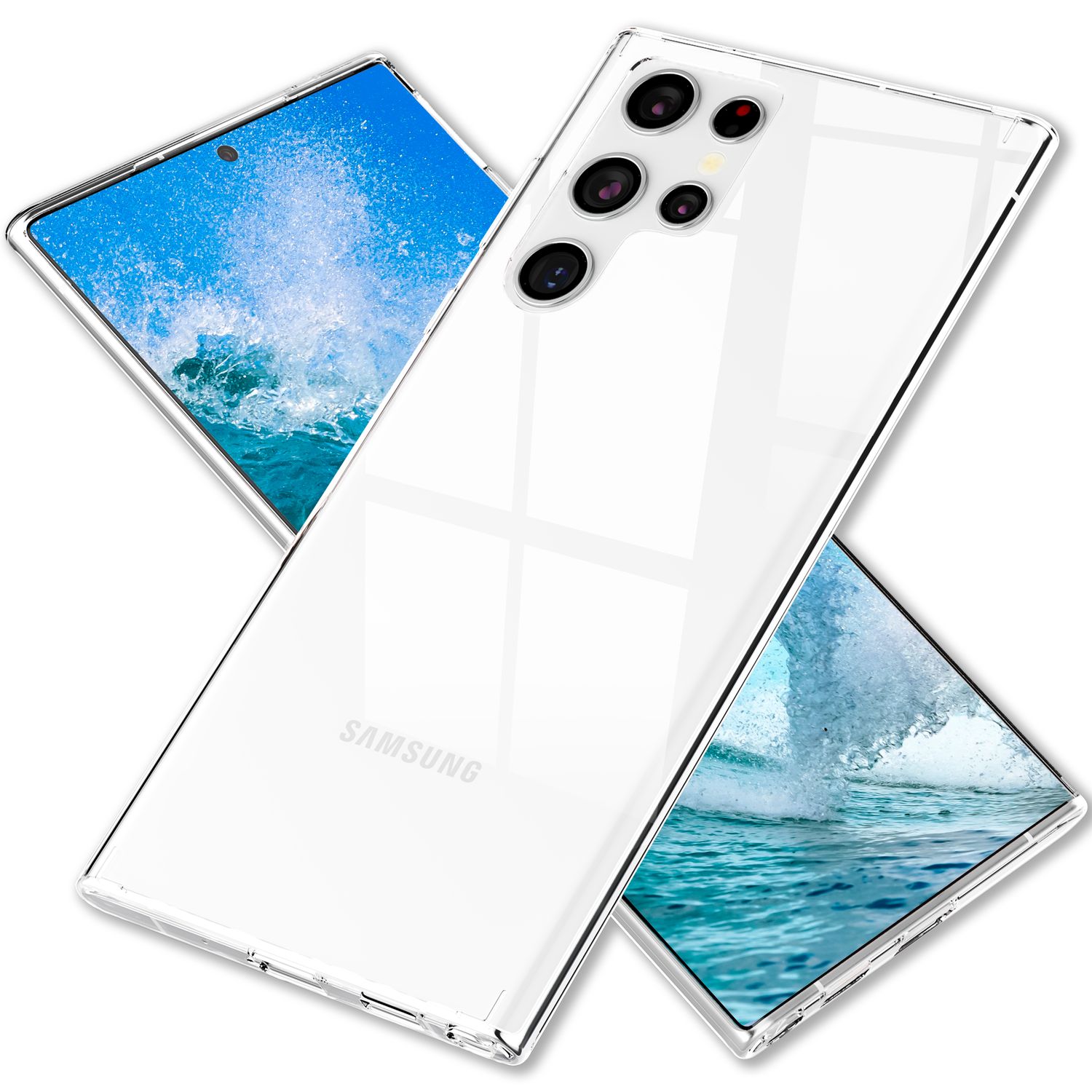 NALIA Stabile Klare Schutzhülle für Samsung Galaxy S24 Ultra Hülle, Transparent mit harter Rückseite & Silikon-Rahmen Default Title NALIA Transparente Hülle