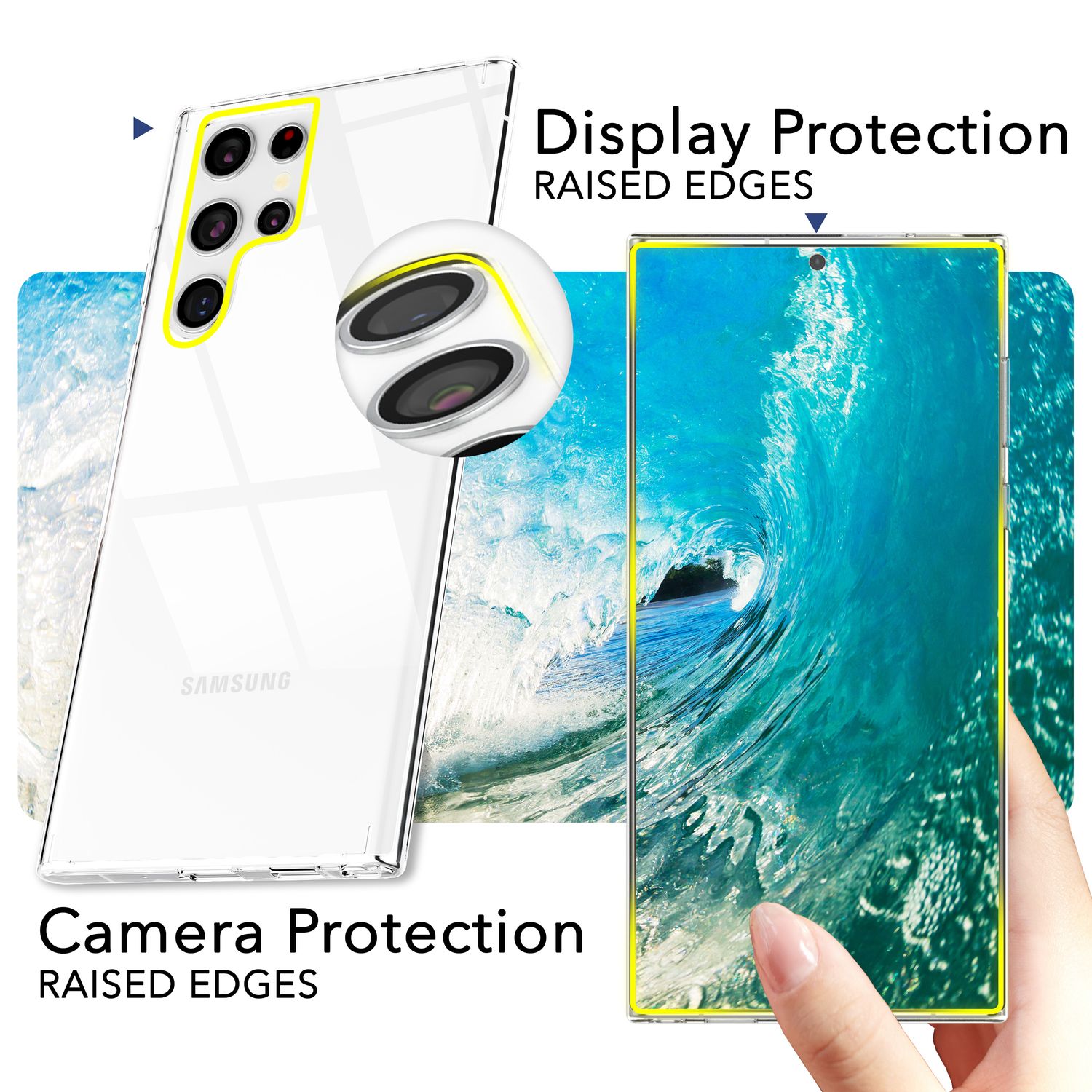 NALIA Stabile Klare Schutzhülle für Samsung Galaxy S24 Ultra Hülle, Transparent mit harter Rückseite & Silikon-Rahmen Default Title NALIA Transparente Hülle