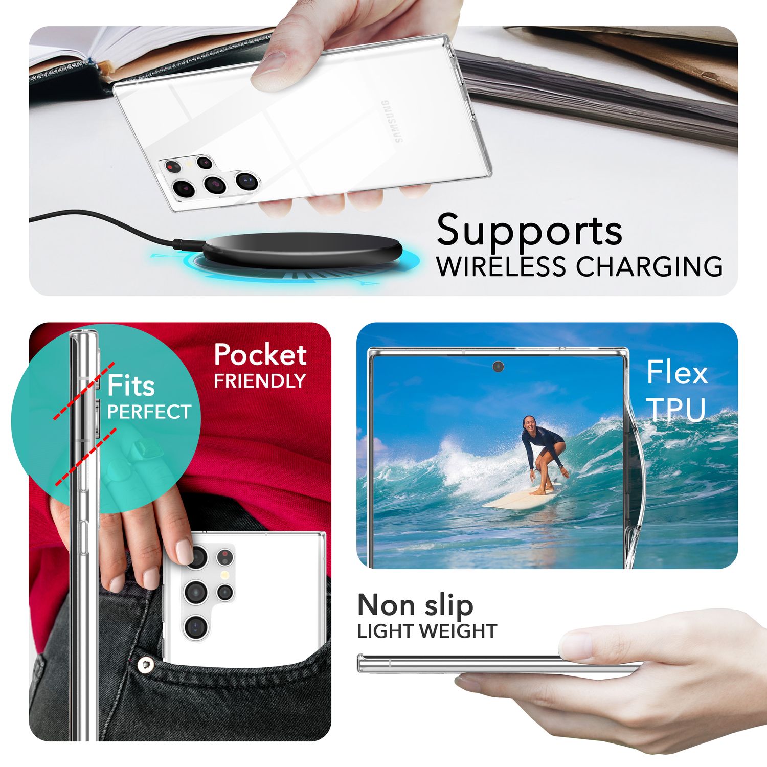 NALIA Stabile Klare Schutzhülle für Samsung Galaxy S24 Ultra Hülle, Transparent mit harter Rückseite & Silikon-Rahmen Default Title NALIA Transparente Hülle