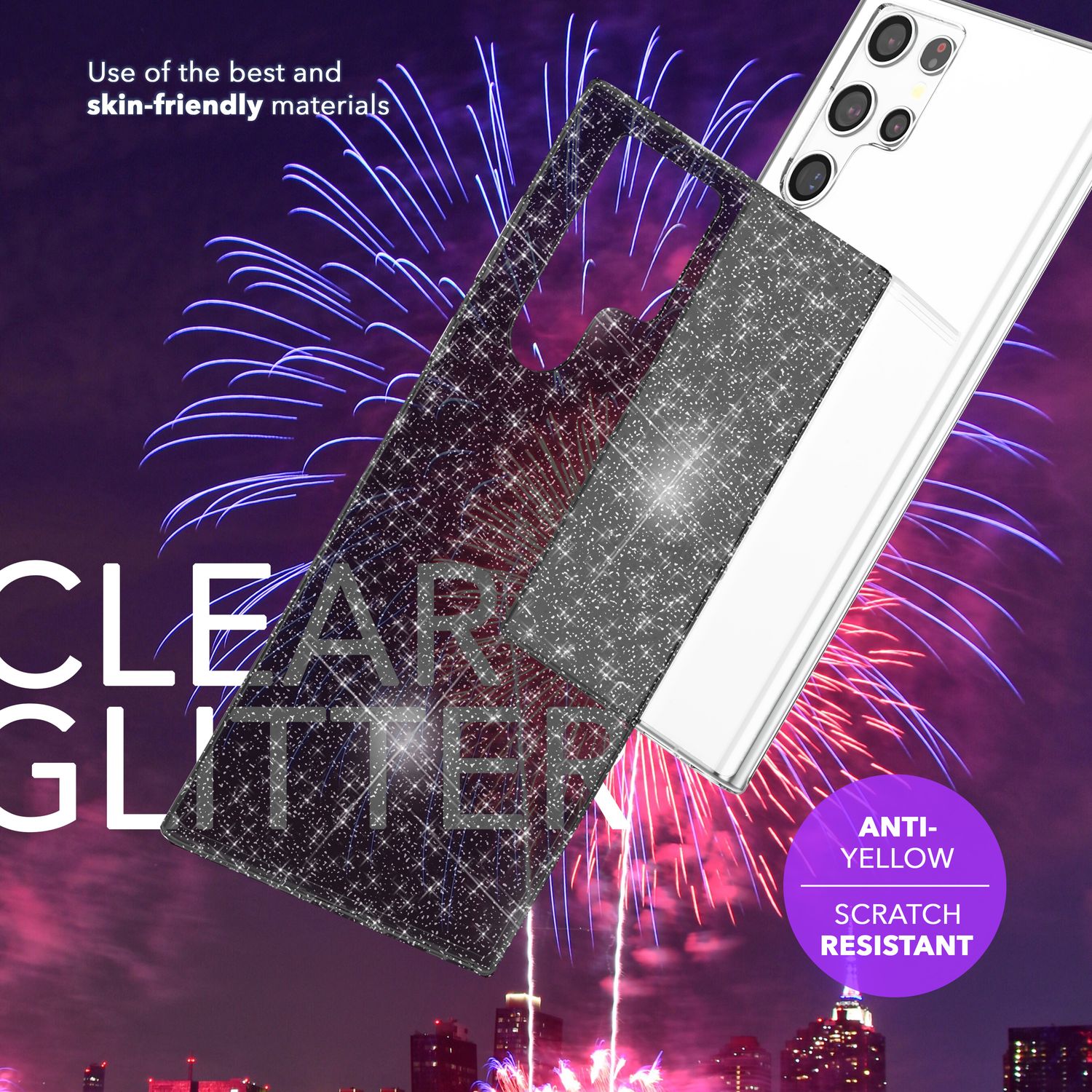 NALIA Glitzernde Schutzhülle für Samsung Galaxy S24 Ultra Hülle, Durchsichtige Silikon Handyhülle mit Diamant Pailletten Schwarz NALIA Transparente Hülle