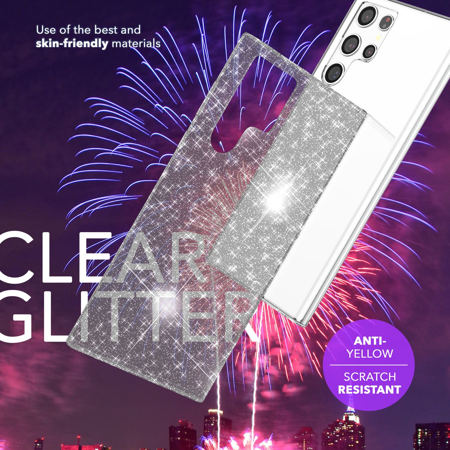 NALIA Glitzernde Schutzhülle für Samsung Galaxy S24 Ultra Hülle, Durchsichtige Silikon Handyhülle mit Diamant Pailletten Transparent NALIA Transparente Hülle