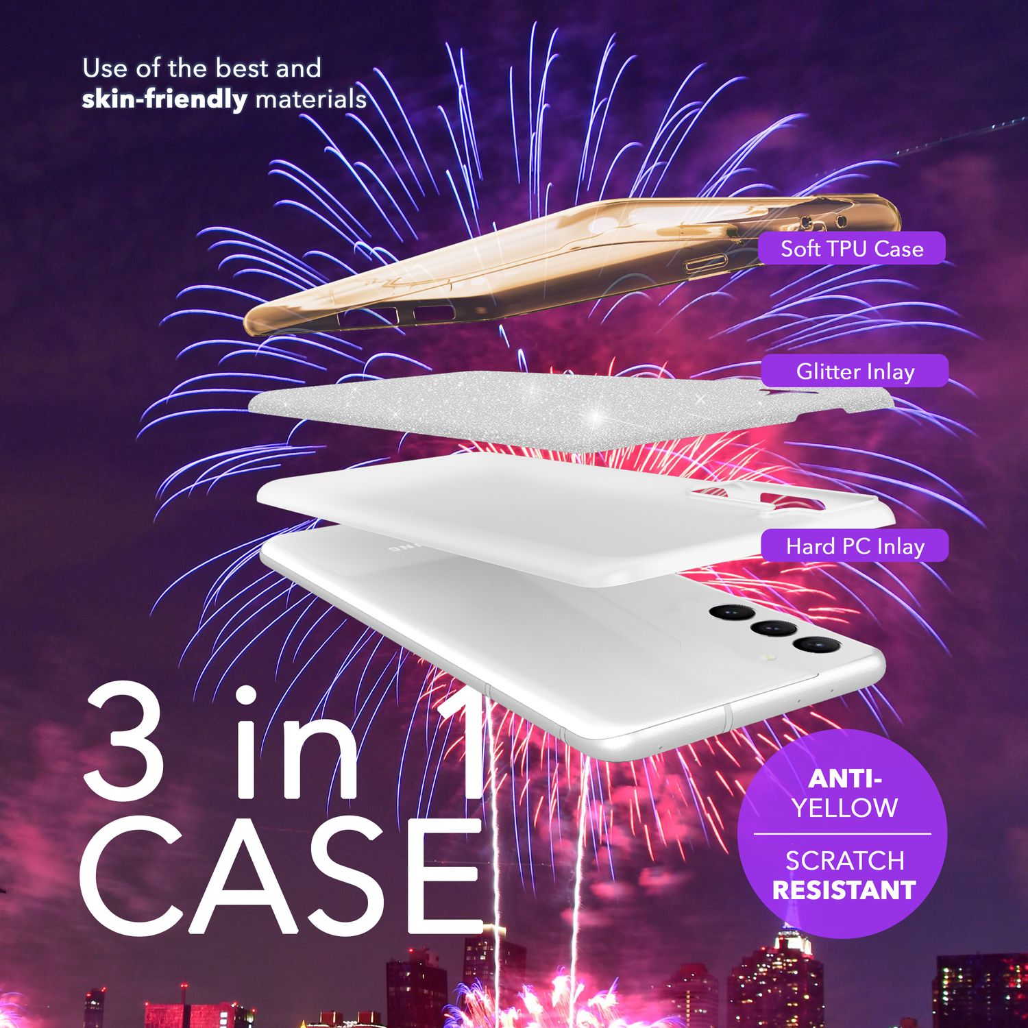 NALIA Hybrid Glitzerhülle für Samsung Galaxy S24 Hülle, Glänzende Glamour Glitzer Schutzhülle mit verstärktem Silikon Gold NALIA Protective Hülle