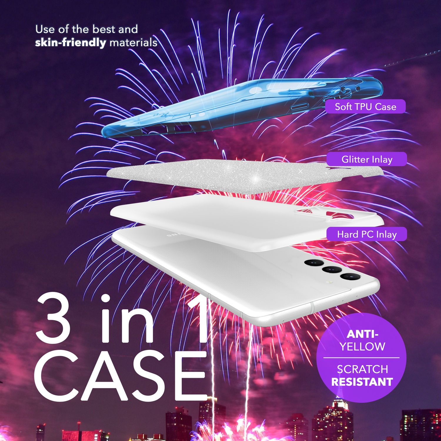 NALIA Hybrid Glitzerhülle für Samsung Galaxy S24 Plus Hülle, Glänzende Glitzer Schutzhülle mit verstärktem Silikon Blau NALIA Protective Hülle