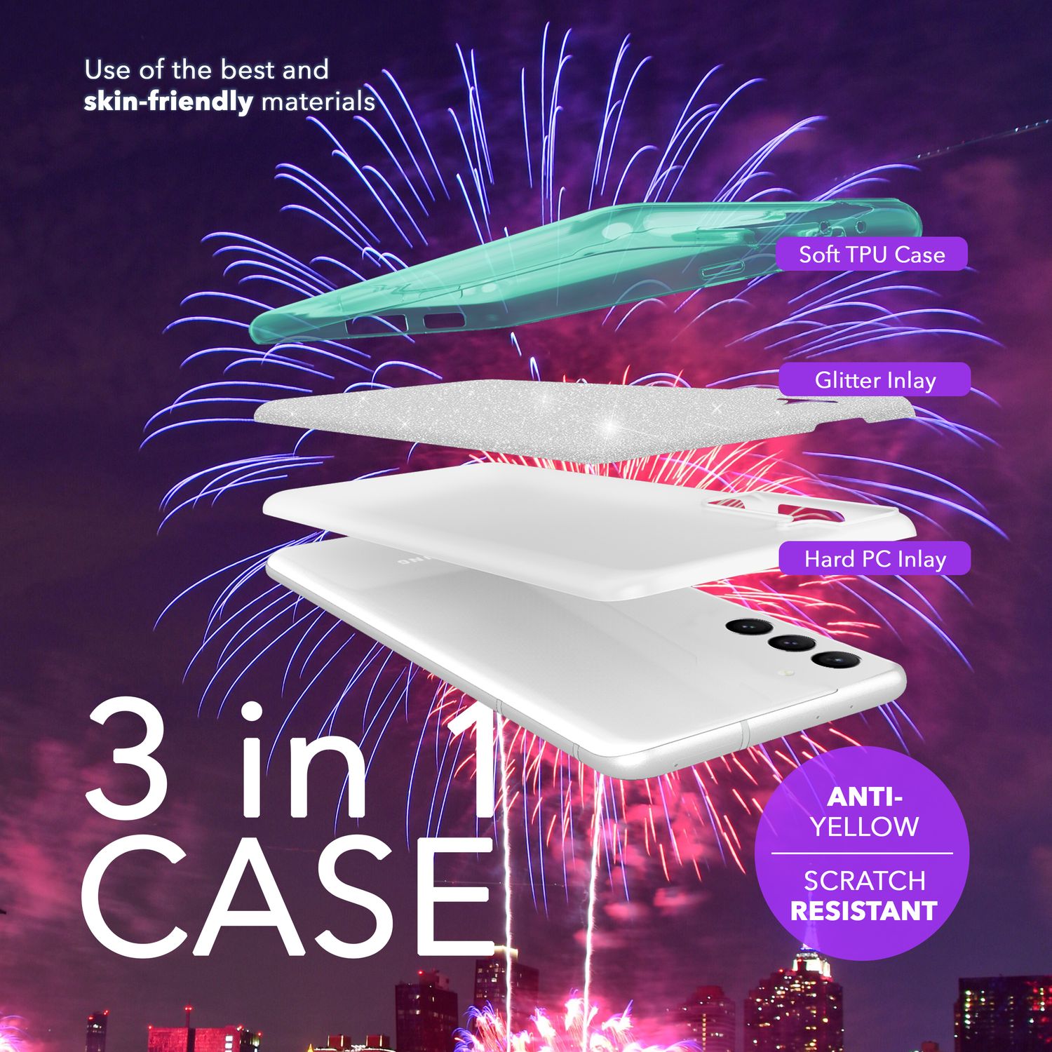 NALIA Hybrid Glitzerhülle für Samsung Galaxy S24 Plus Hülle, Glänzende Glitzer Schutzhülle mit verstärktem Silikon Mint-Grün NALIA Protective Hülle