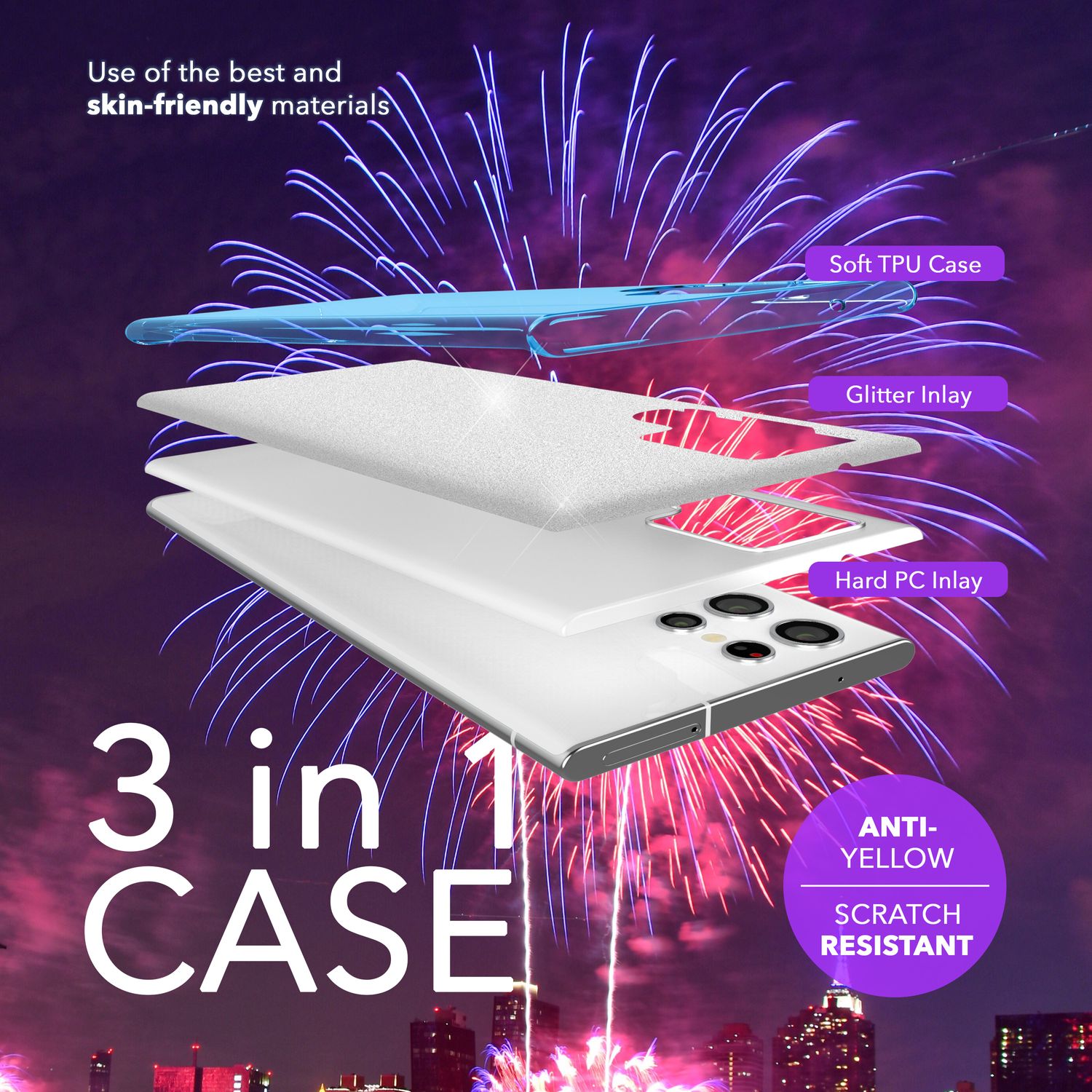 NALIA Hybrid Glitzerhülle für Samsung Galaxy S24 Ultra Hülle, Glänzende Glitzer Schutzhülle mit verstärktem Silikon Blau NALIA Protective Hülle