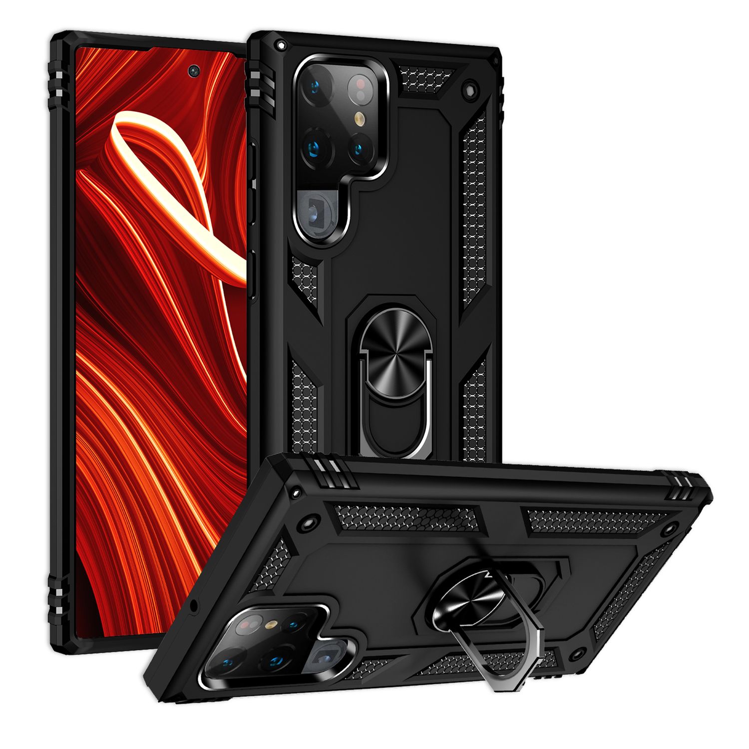 NALIA Military-Style Ringhülle für Samsung Galaxy S24 Ultra Hülle, Extrem Robust & Schock-Resistent, Outdoor Schutzhülle Schwarz NALIA Outdoor Hülle