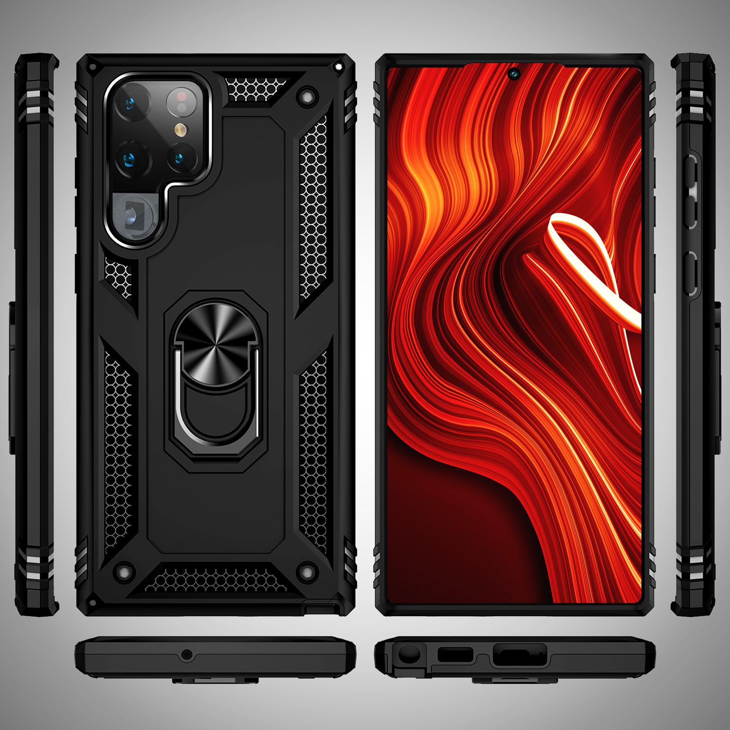 NALIA Military-Style Ringhülle für Samsung Galaxy S24 Ultra Hülle, Extrem Robust & Schock-Resistent, Outdoor Schutzhülle Schwarz NALIA Outdoor Hülle